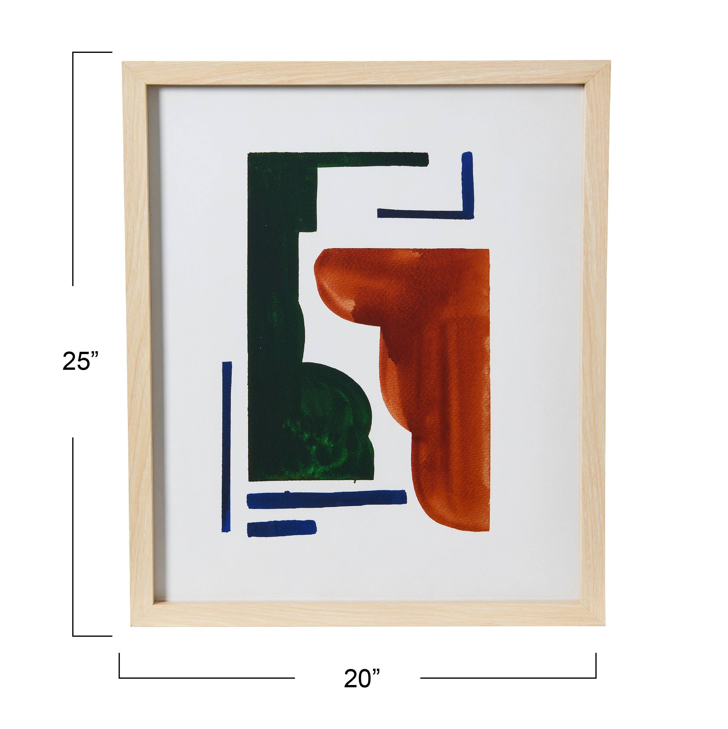 Hello Honey® Abstract Geometric Print with Natural Solid Wood Frame