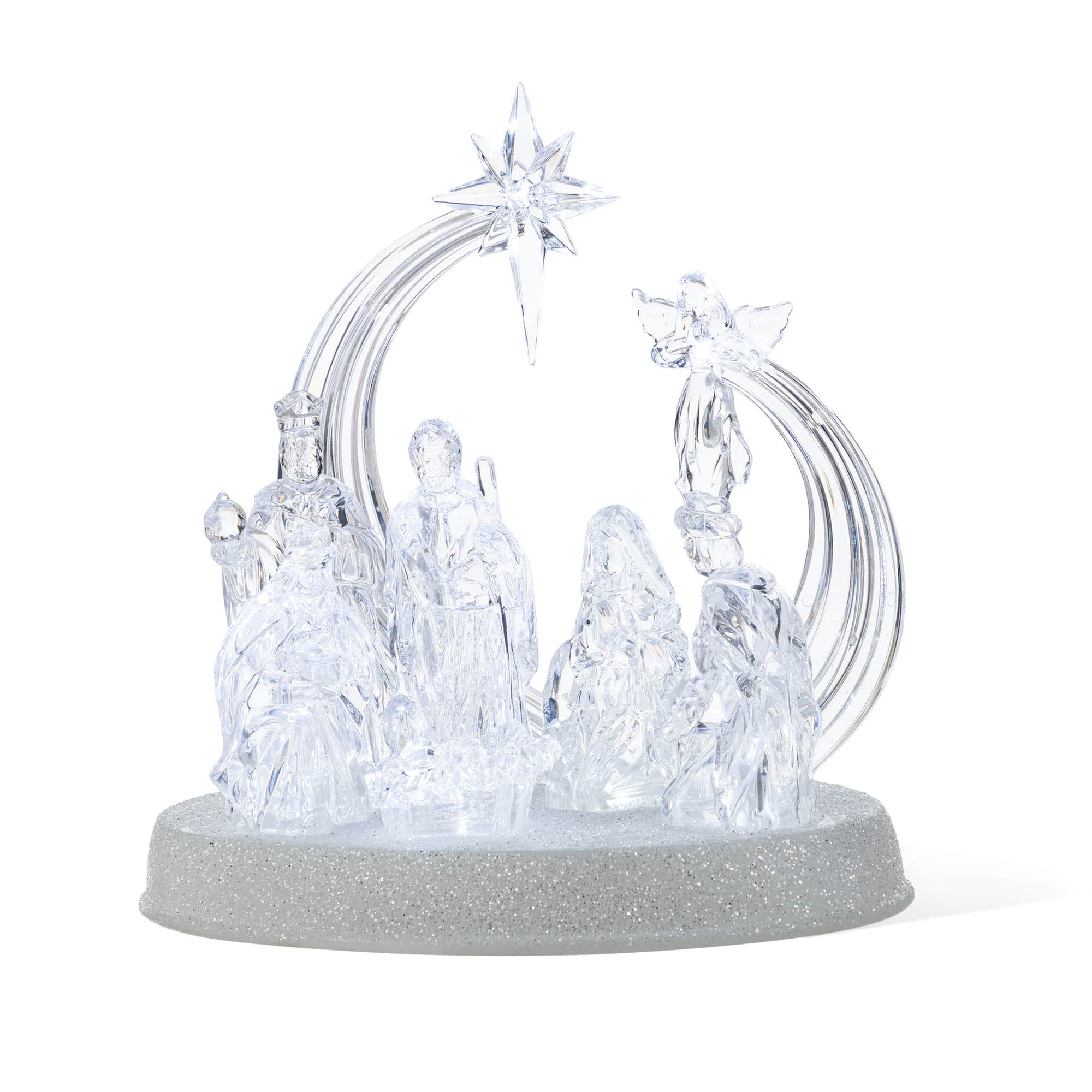 Glitzhome&#xAE; 9&#x22; Christmas Lighted Acrylic Tabletop Nativity Scene Figurine