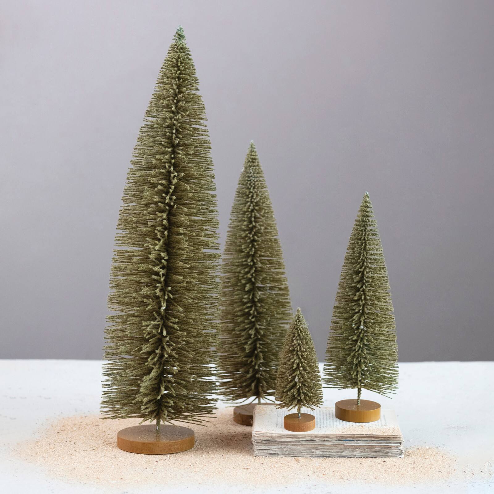 Hello Honey&#xAE; Green Flocked Plastic Bottle Brush Tree