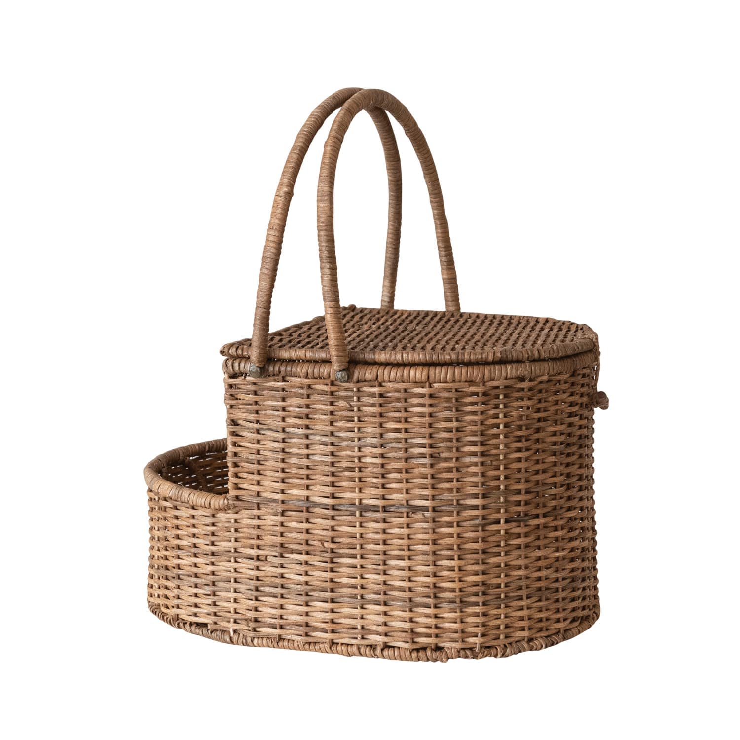 Hello Honey® Natural Oval Wicker Picnic Basket with Open Side Compartment