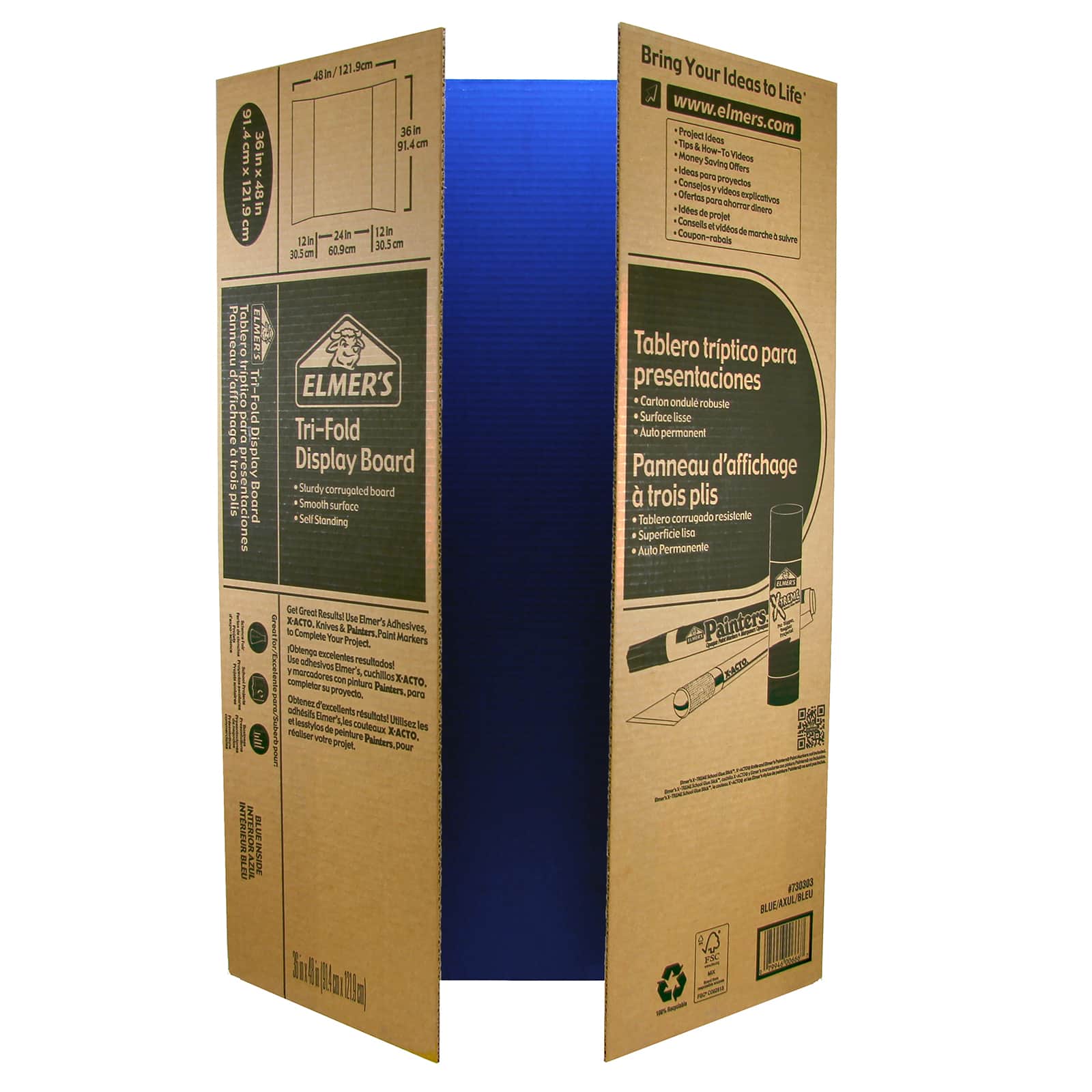 12 Pack: Corrugated Tri-Fold Display Board, 36" x 48"