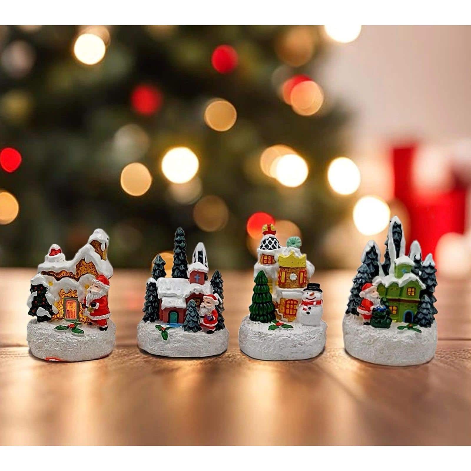 Wizardi 3" Christmas Village Festive House with Santa Décor