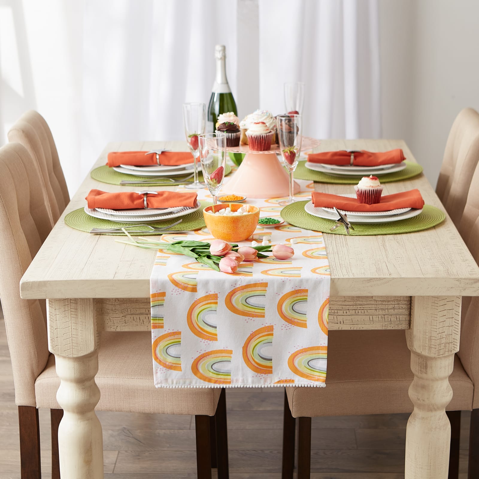 Rainbow Print Table Runner 14" x 108"
