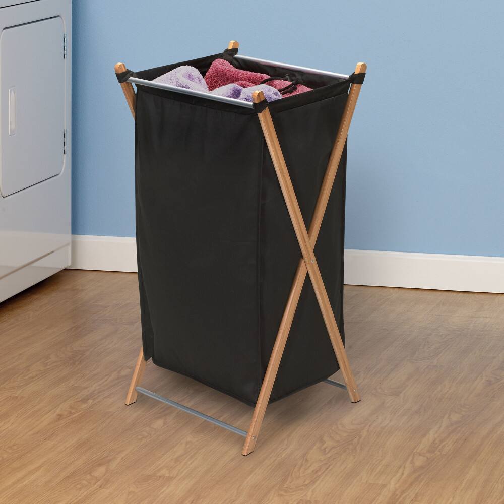 Household Essentials Small Black Collapsible X-Frame Laundry Basket