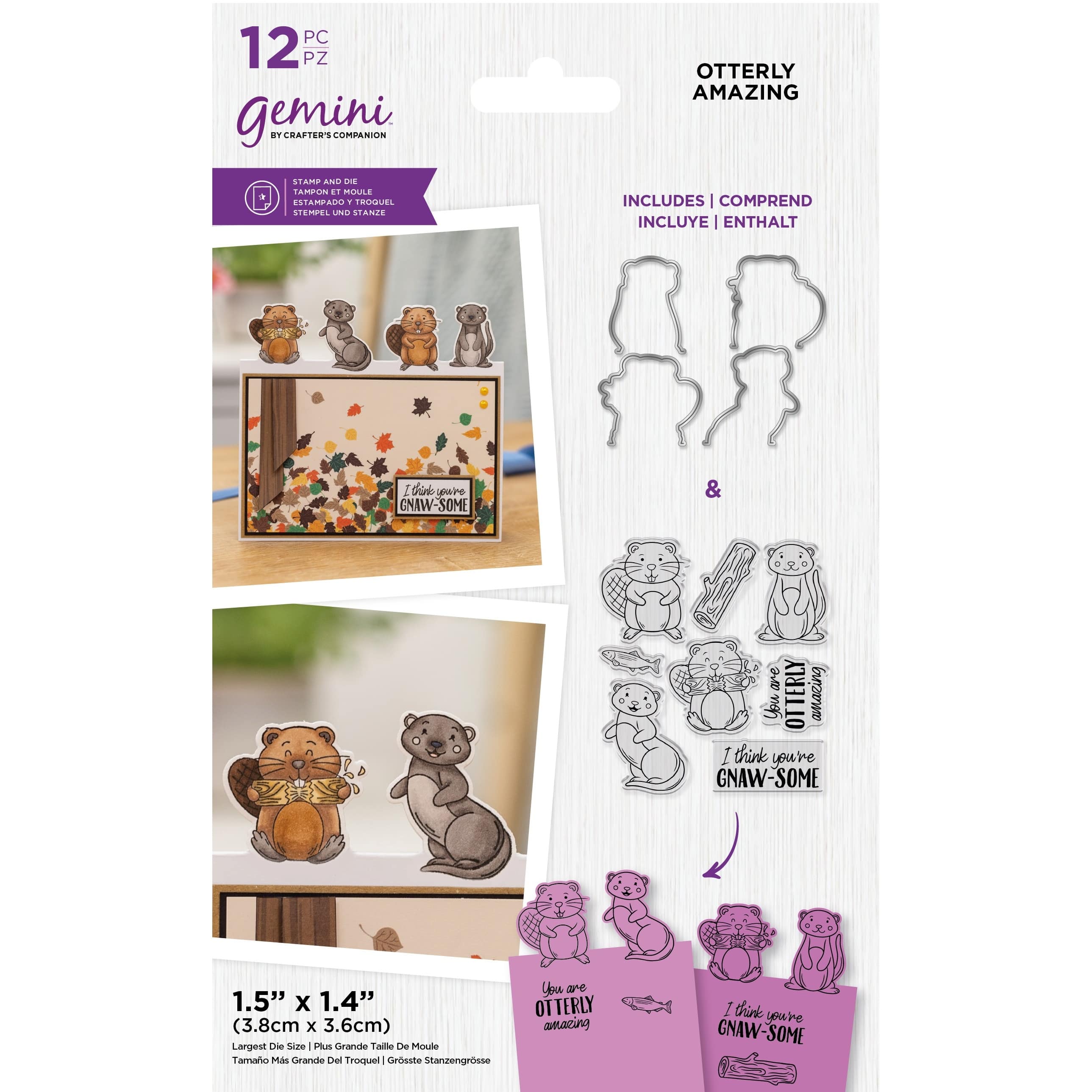 Crafter&#x27;s Companion Gemini&#x2122; Otterly Amazing Clear Stamps &#x26; Die Set