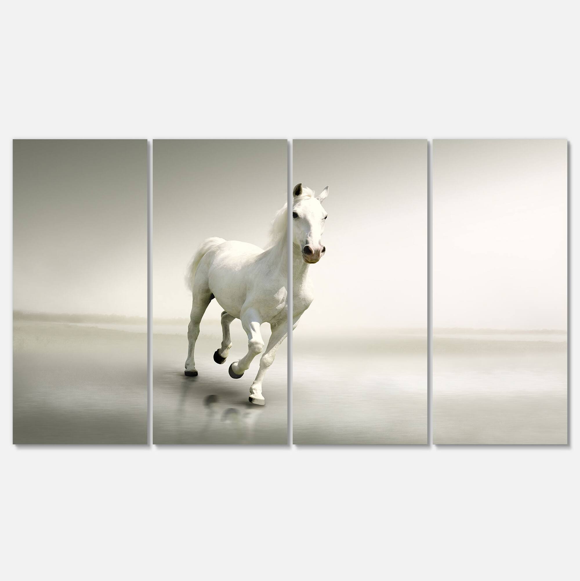 Designart - Beautiful White Horse Running