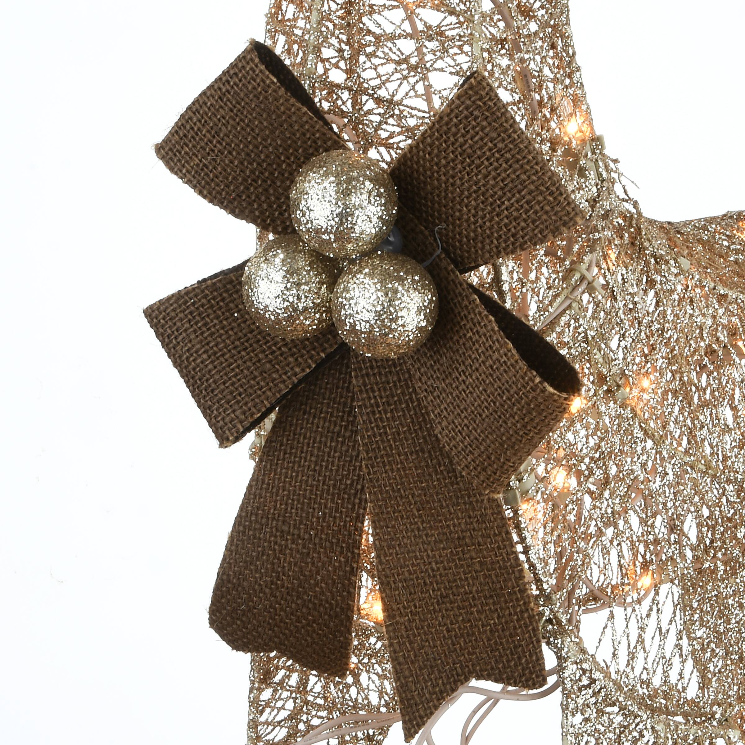 Crystal Splendor Champagne Doe and Fawn with 105 LED Mini Lights