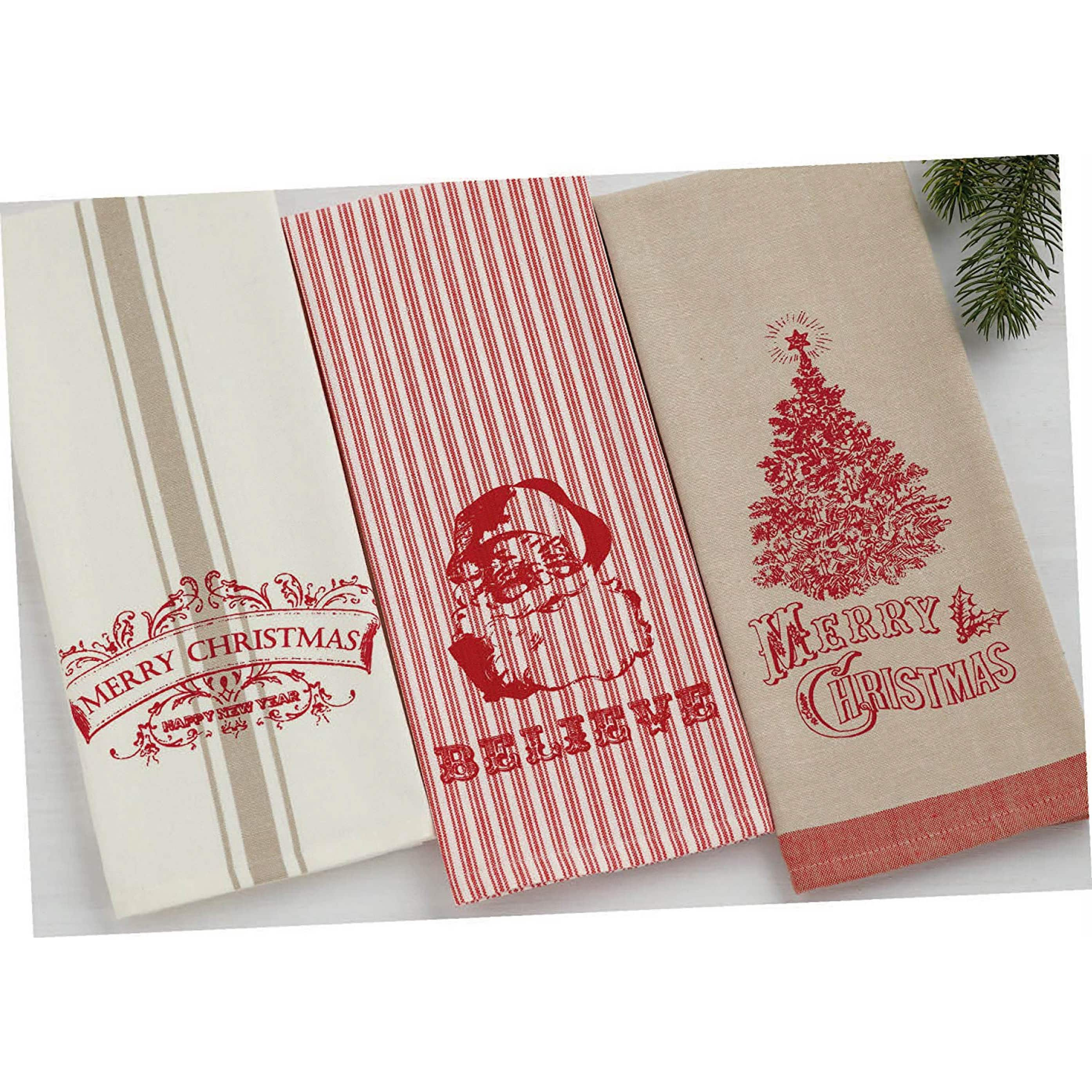 DII&#xAE; Assorted Vintage Print Christmas Dishtowel Set