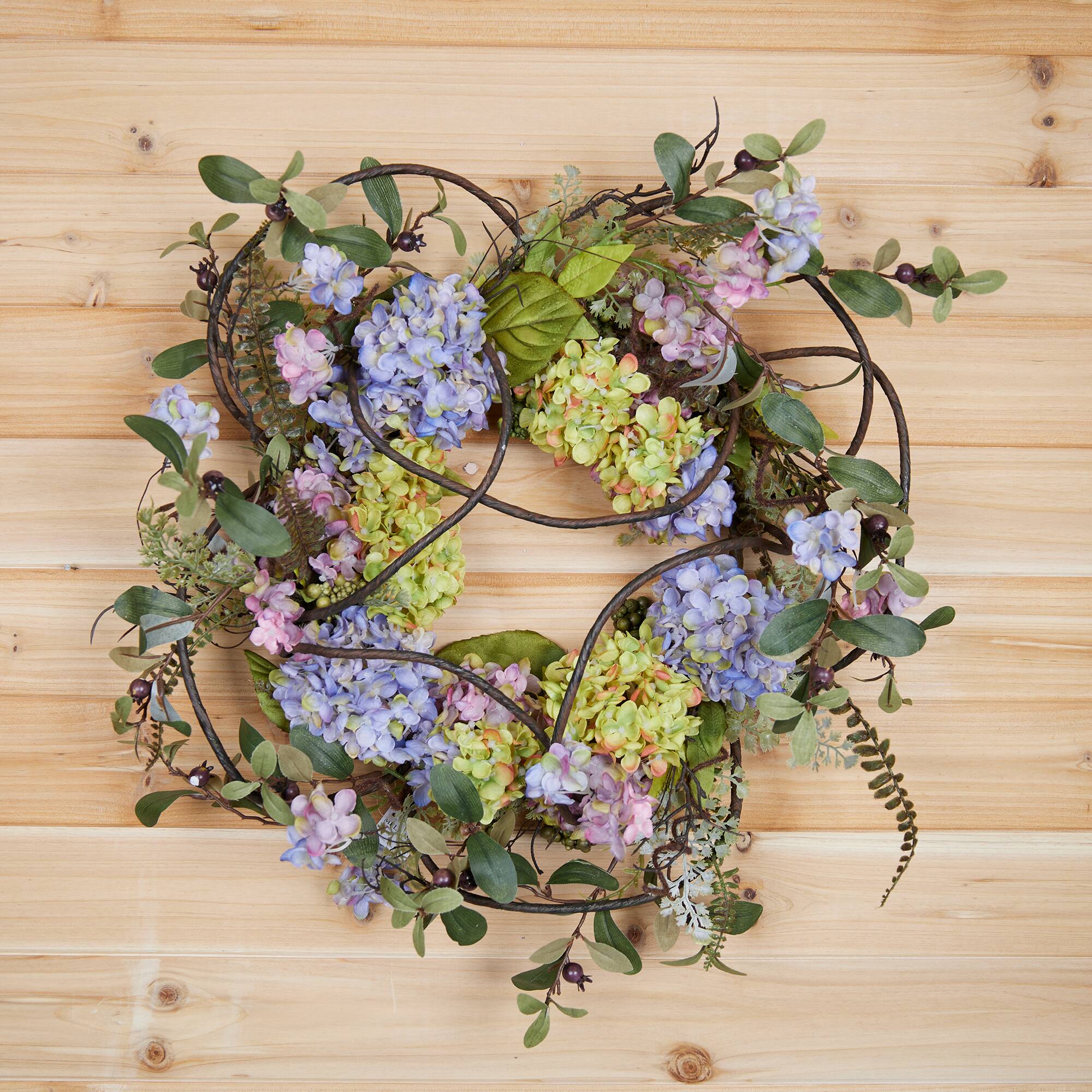 22" Purple Hydrangea Floral Wreath