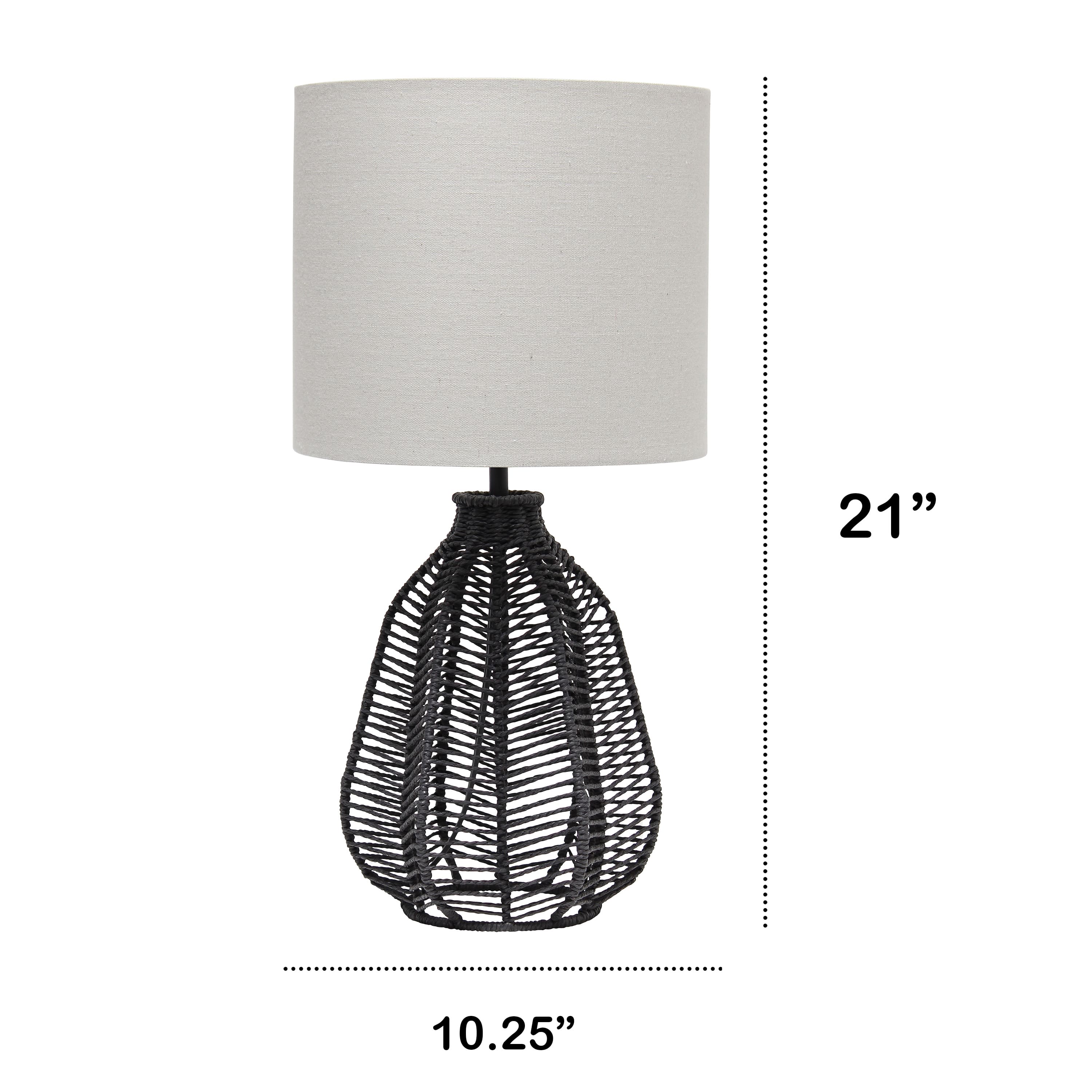 Lalia Home 21&#x22; Rattan Paper Rope Table Lamp with Shade