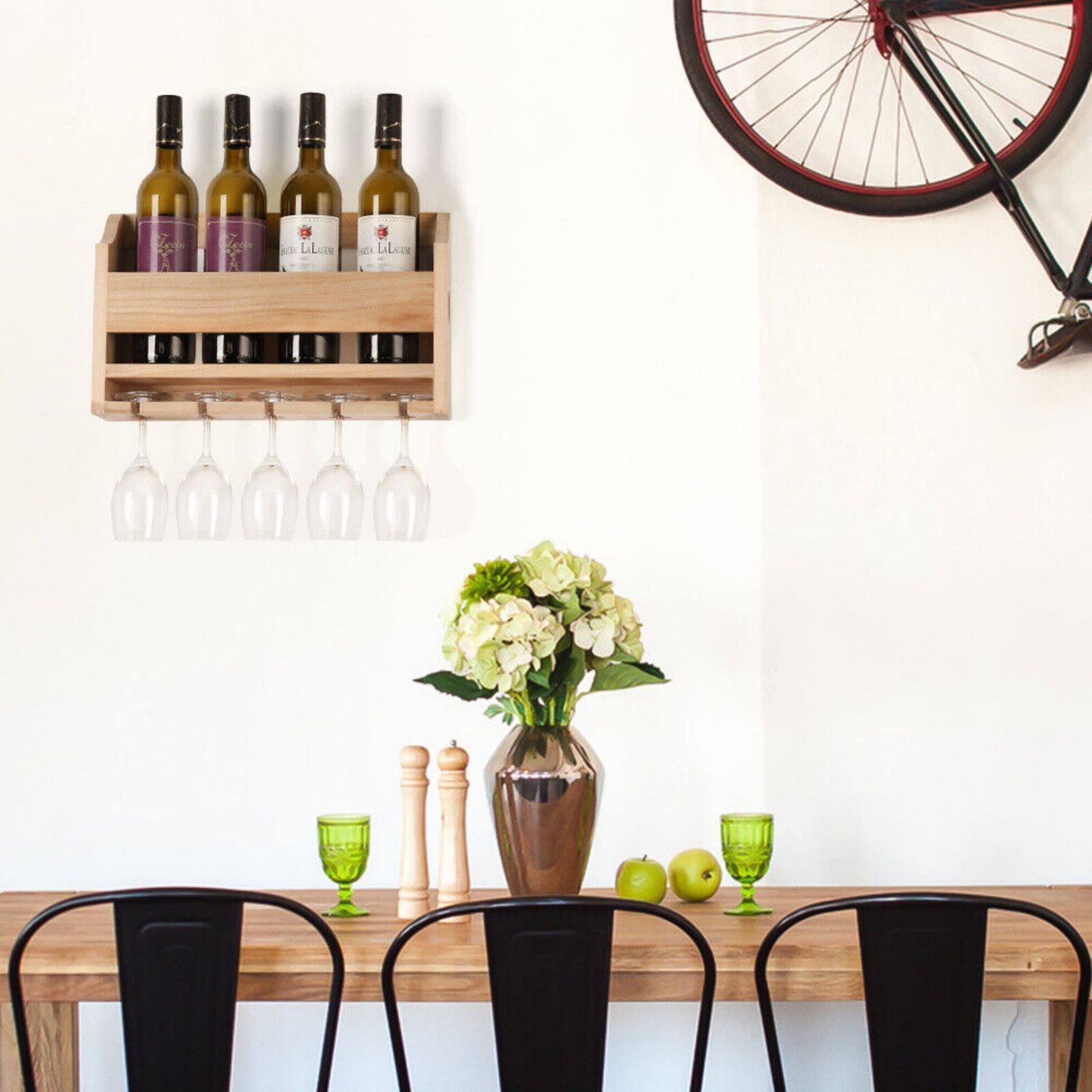 NEX™ Wall-Mounted Wine Rack with 5 Long Stem Glass Holder