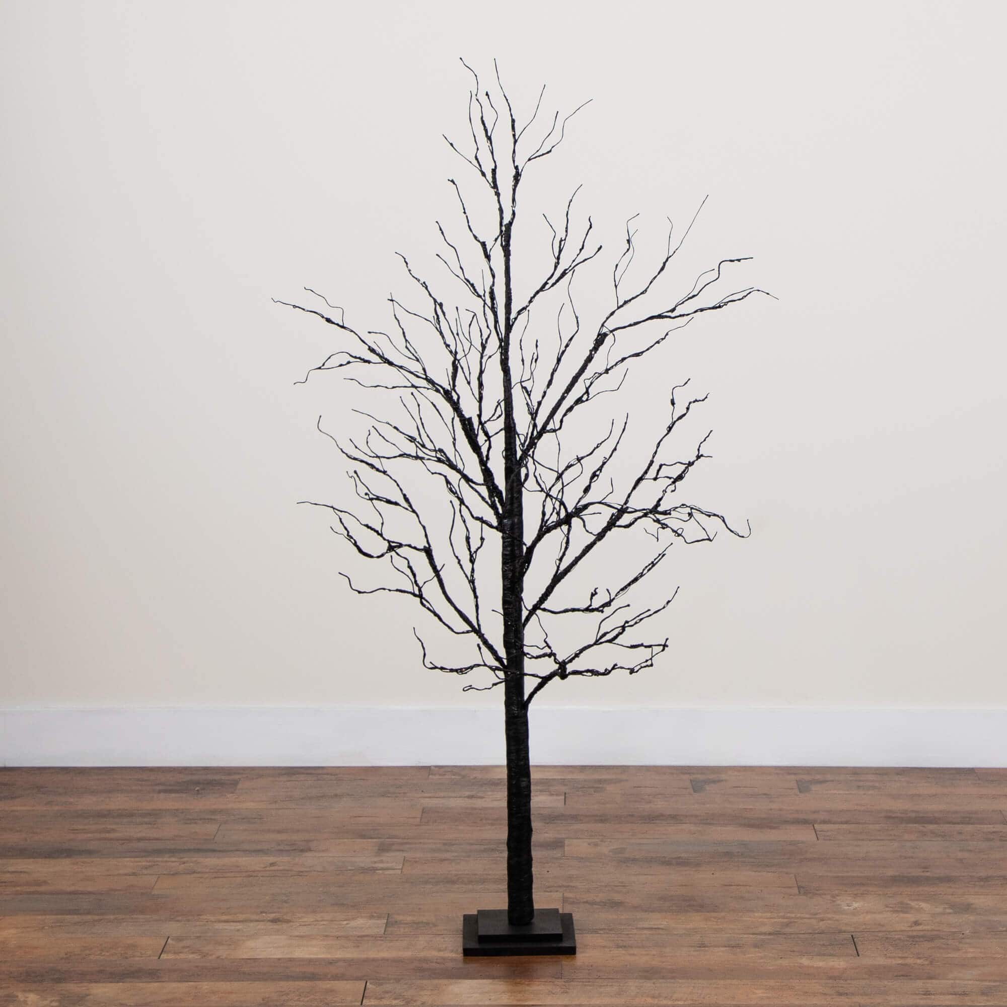 5ft. Pre-Lit Halloween Black Twig Artificial Tree with 240 Orange &#x26; Purple LED Lights