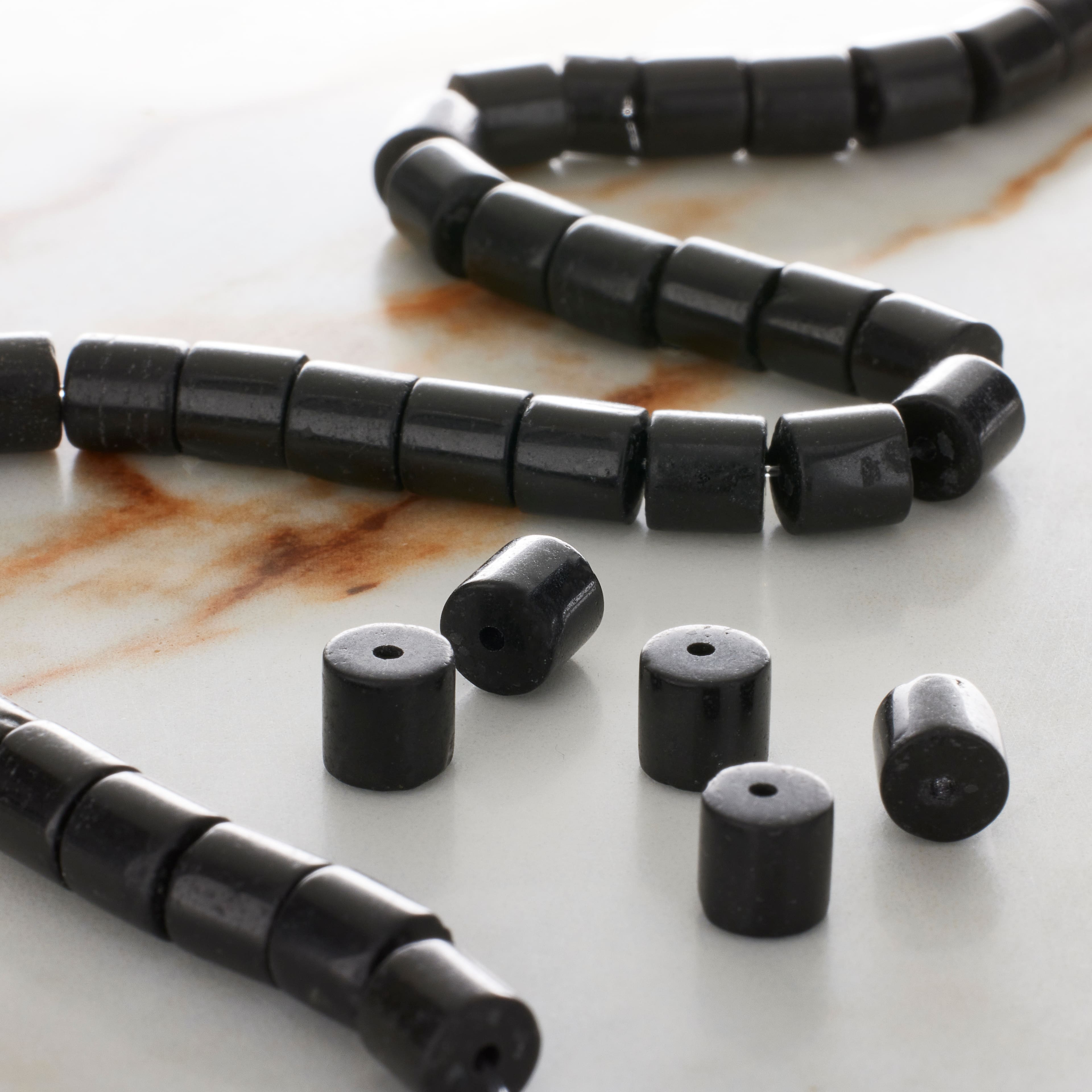 Black Jasper Tube Beads, 6mm by Bead Landing™