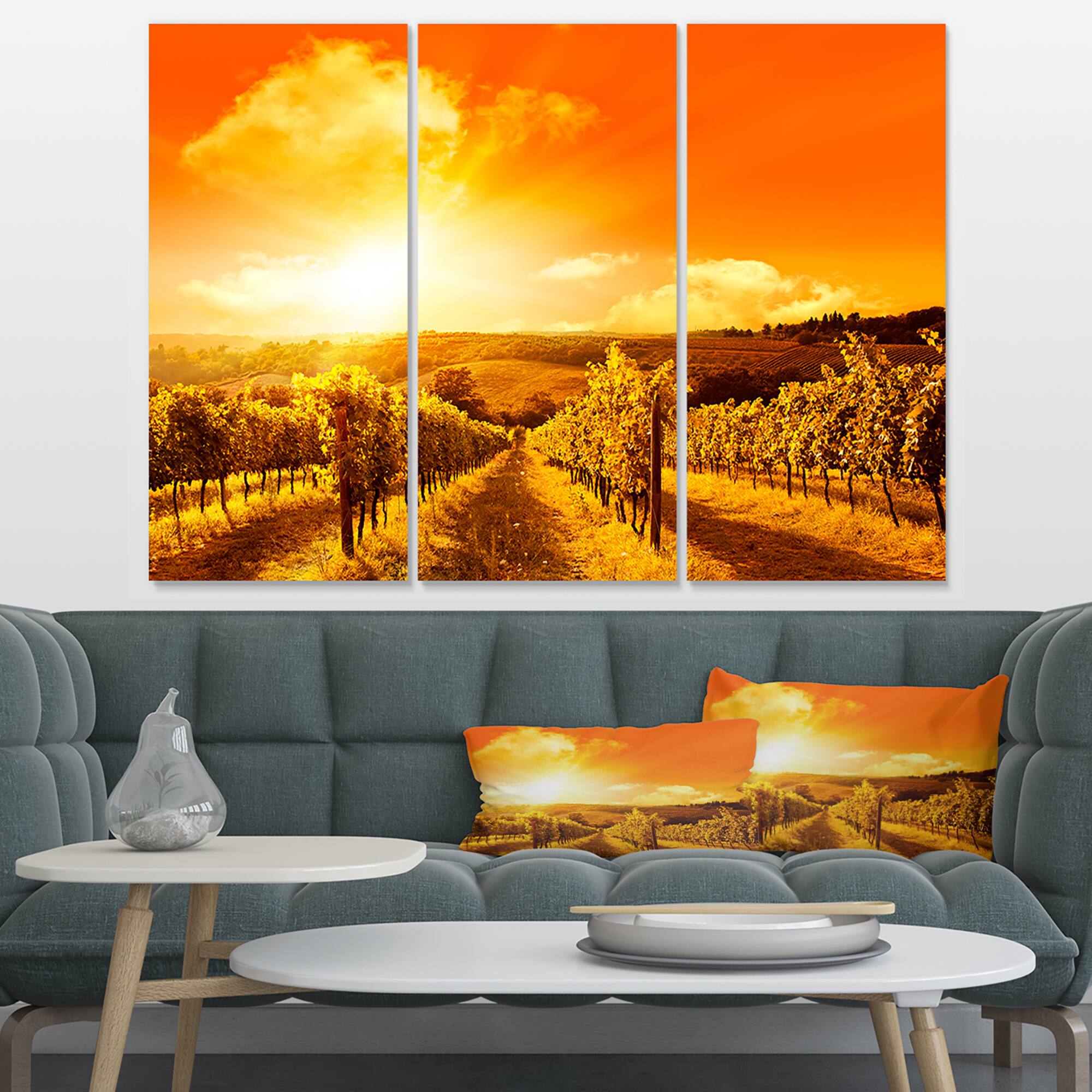 Designart - Scenic Sunset Road in Italy - Large Landscape Canvas Art