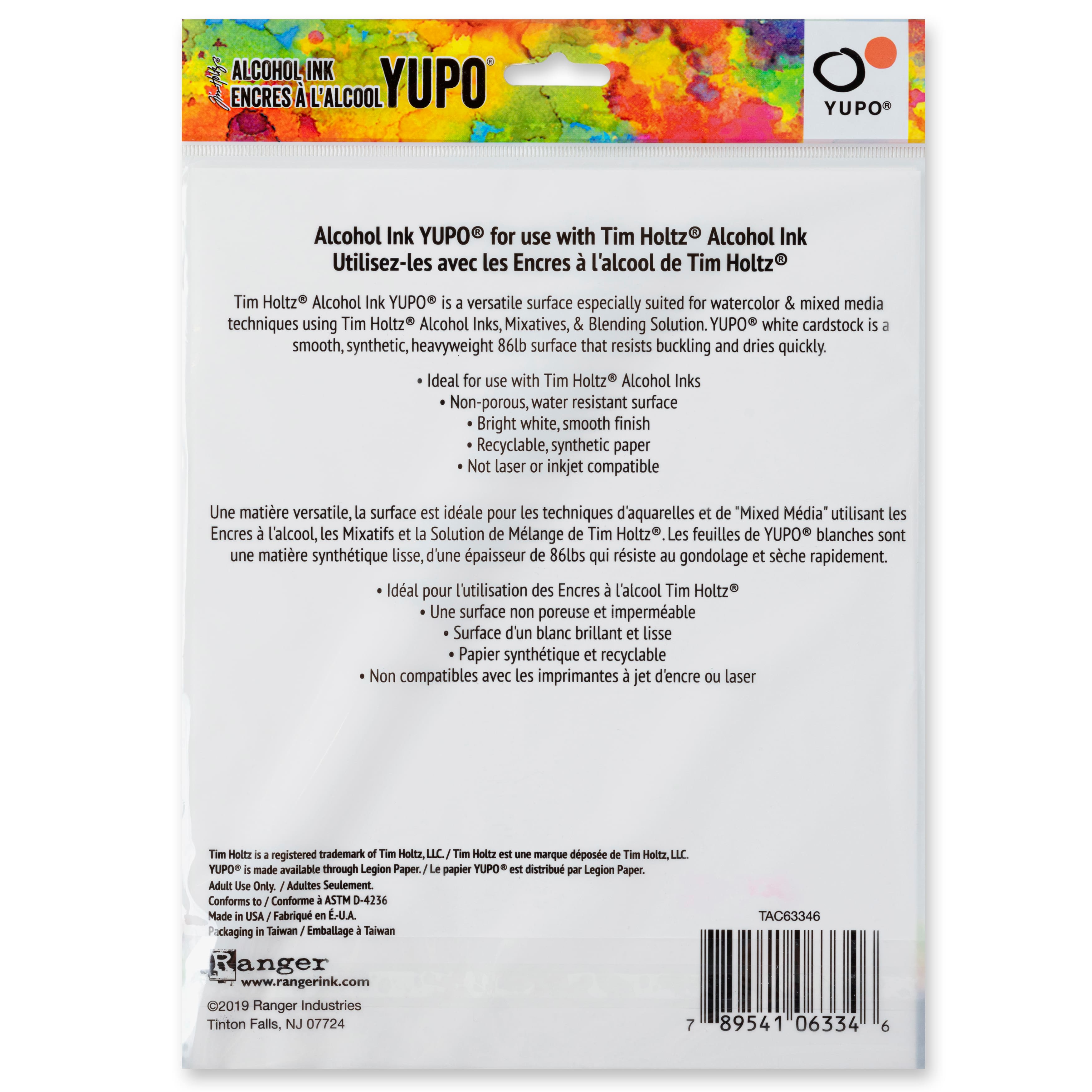 6 Packs: 10 ct. (60 total) Ranger Tim Holtz® Alcohol Ink YUPO® White Cardstock