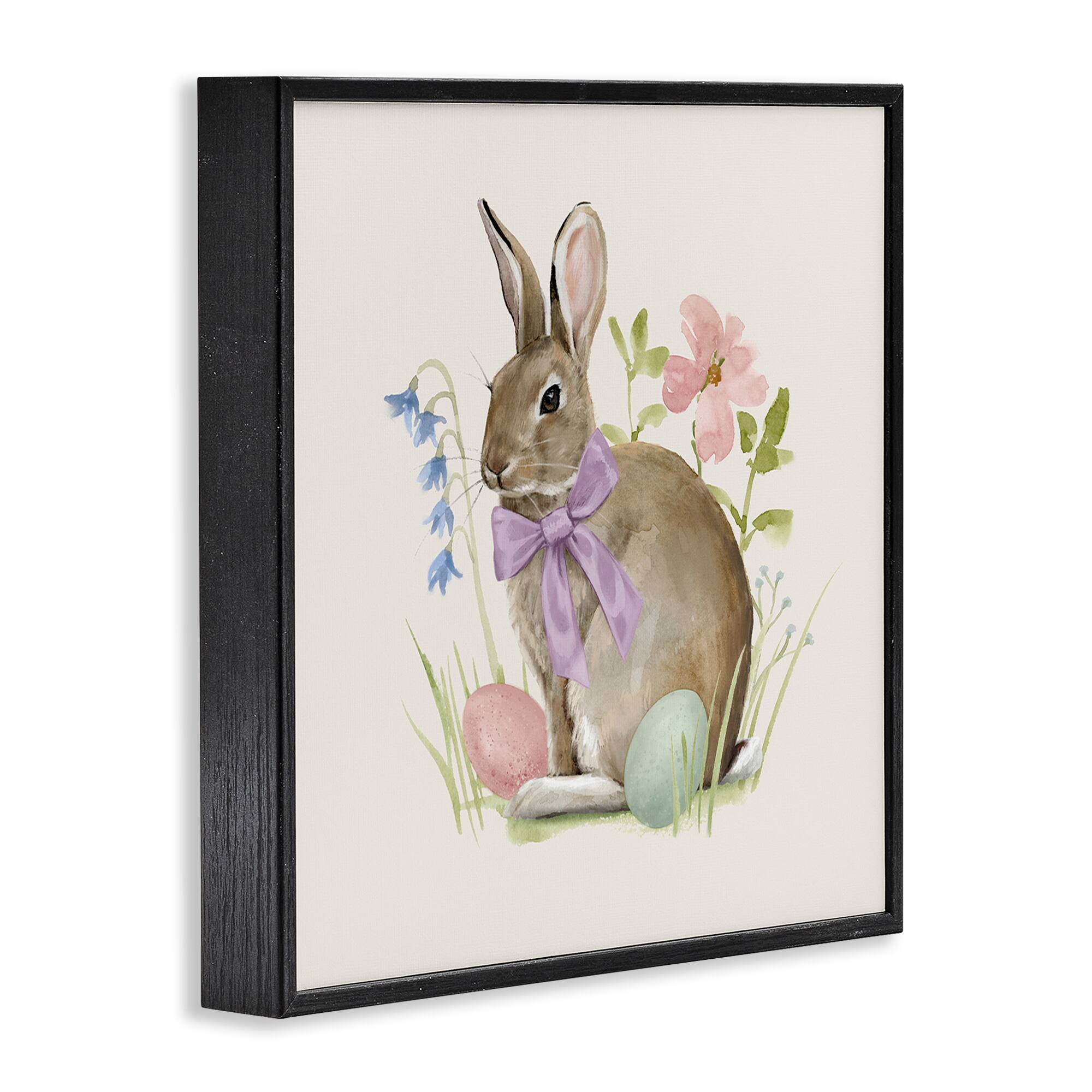 Stupell Industries Spring Bunny Rabbit Easter Eggs Blossoming Flowers Framed Giclee Art