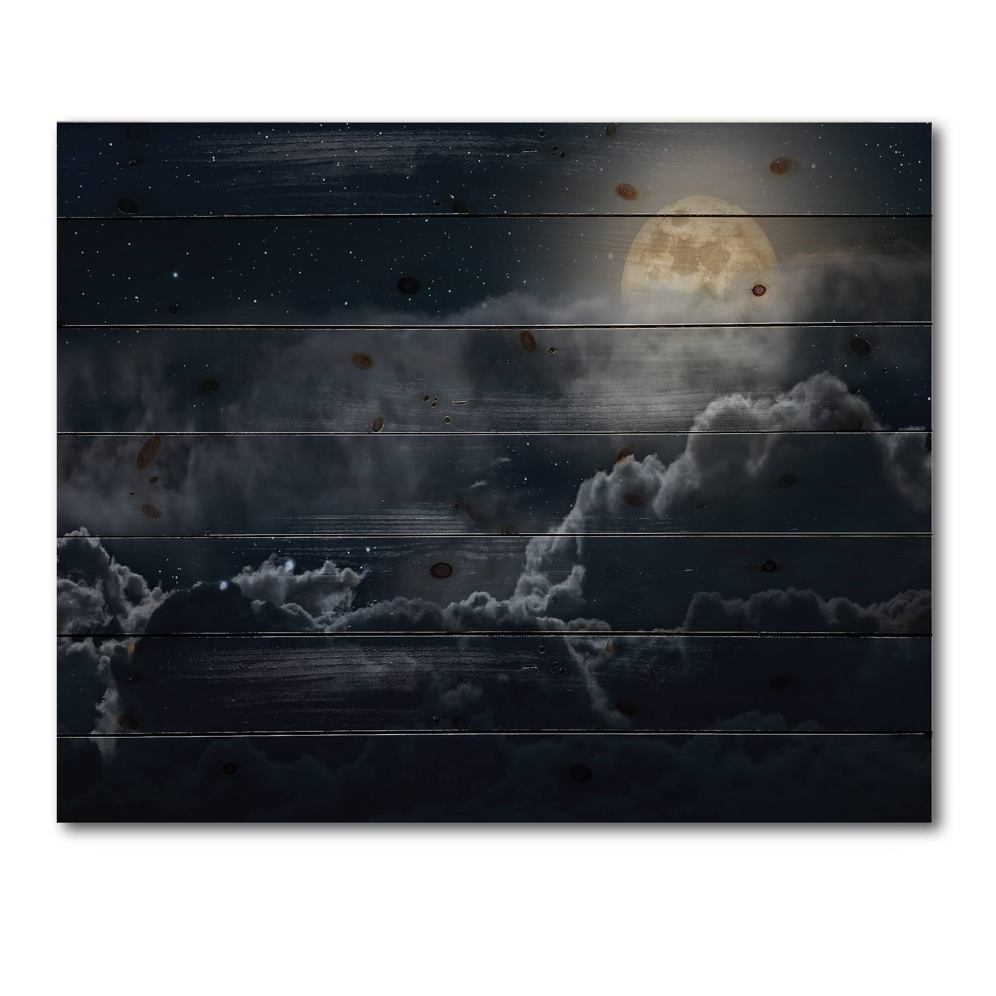 Designart - Cloudy Full Moon Night