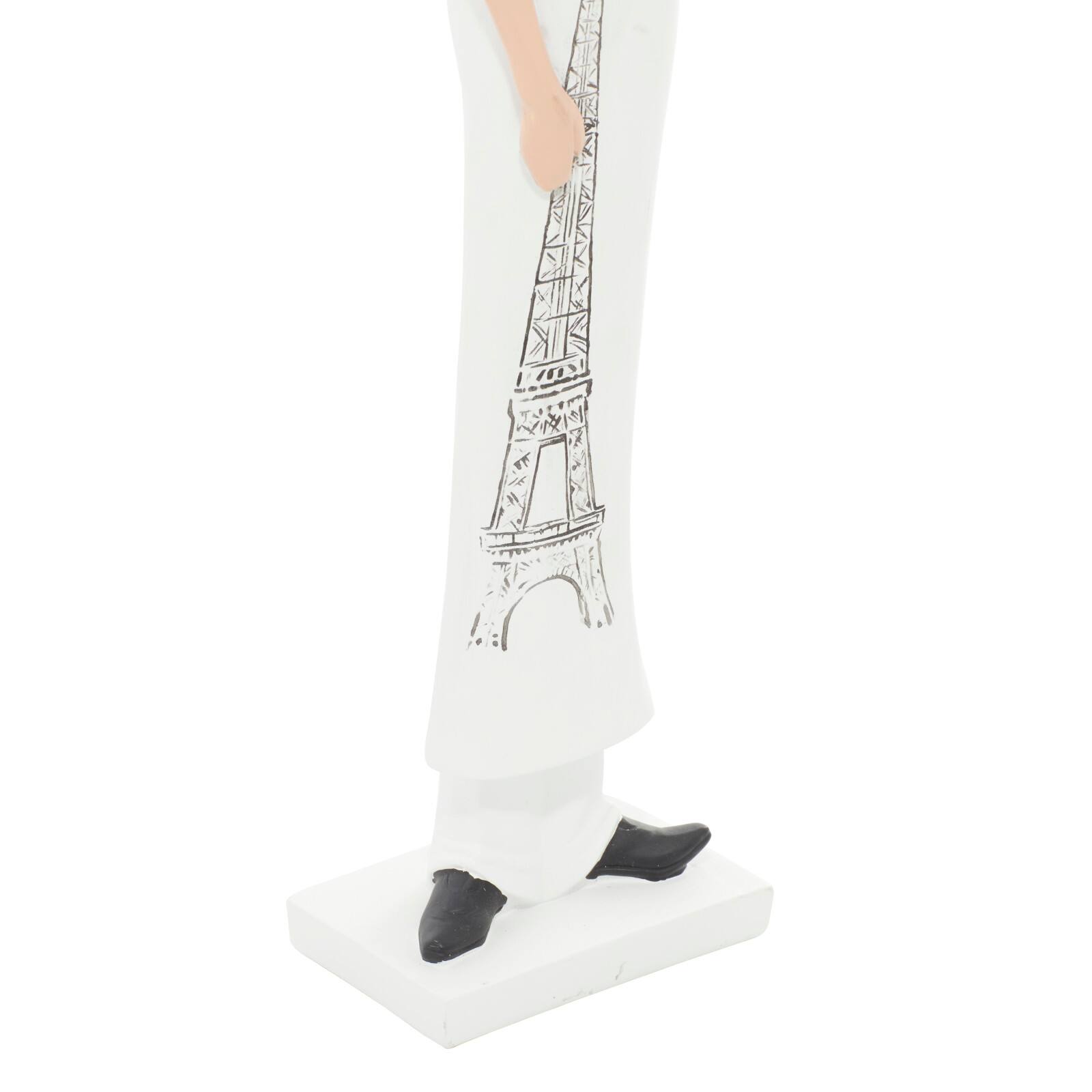 20&#x22; French-Themed White Polystone Chef Sculpture