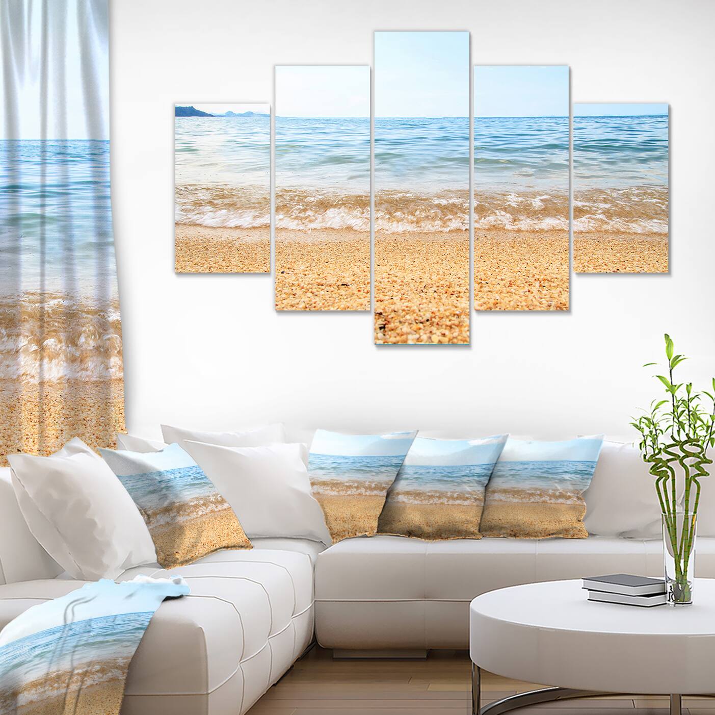 Designart - Blue Seashore with Pebble Stones - Modern Seascape Canvas Artwork