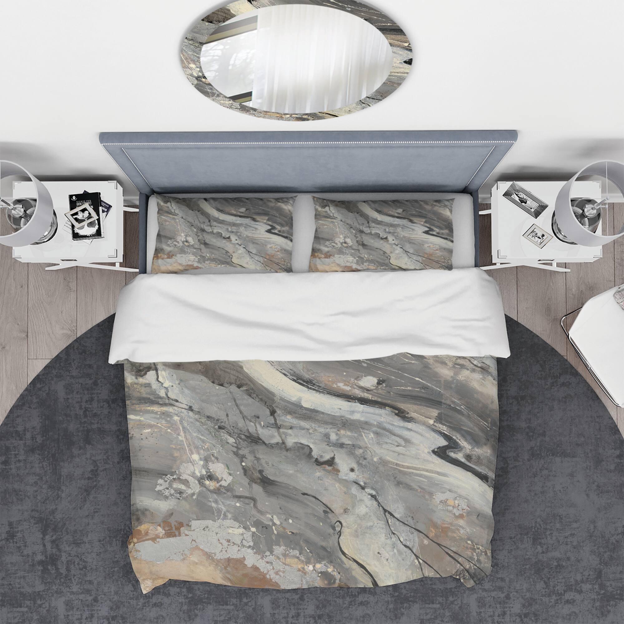 Designart &#x27;Fire and Ice Minerals V&#x27; Geometric Bedding Set - Duvet Cover &#x26; Shams