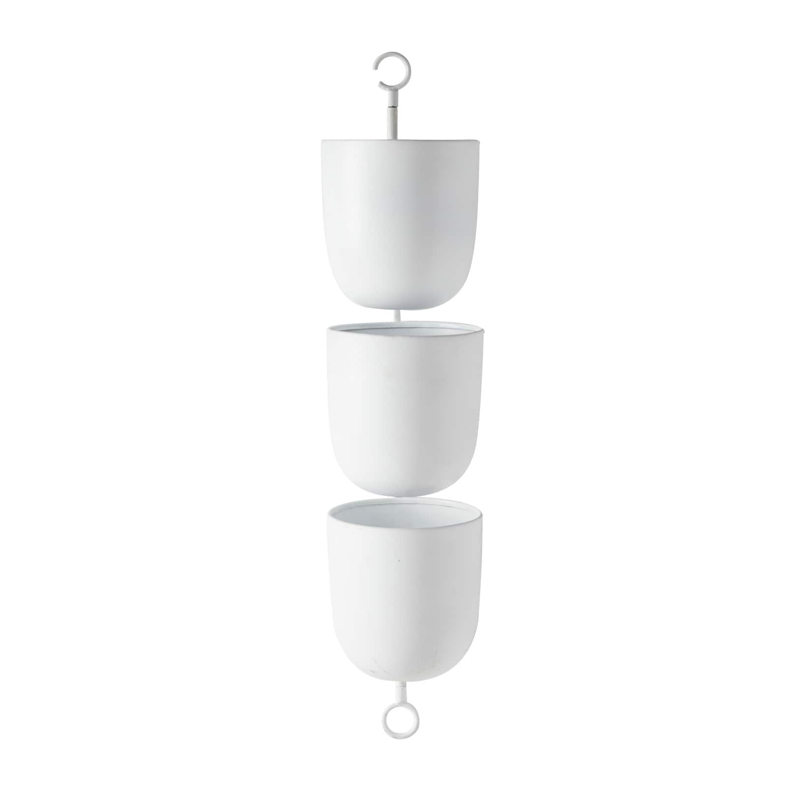 25" White Metal Contemporary 3-Pot Hanging Planter
