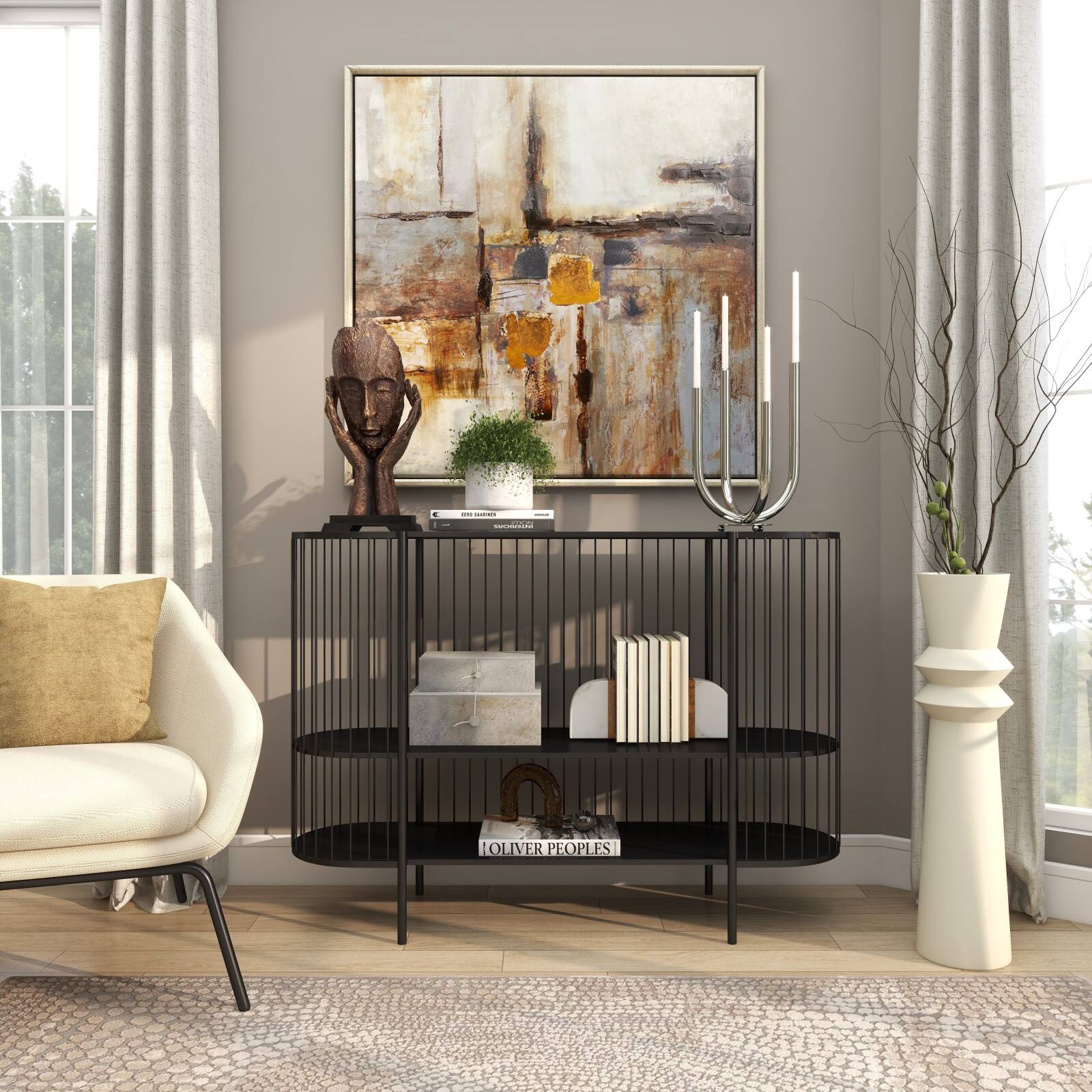 15" Silver Stainless Steel Abstract U-Shaped Candelabra