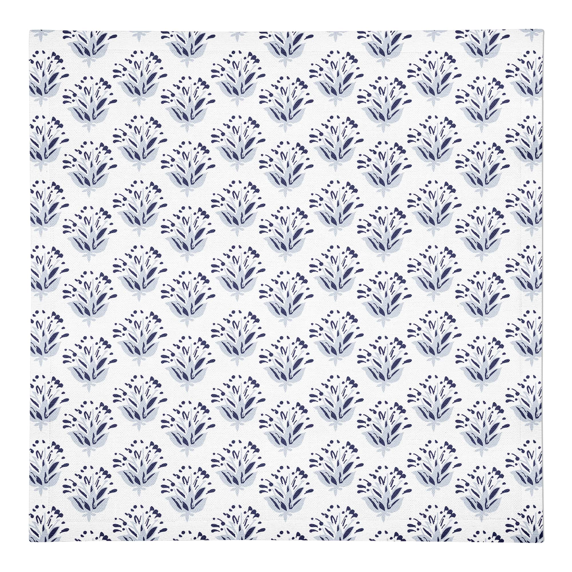 Blue Floral Pattern 10" x 10" Poly Twill Napkin