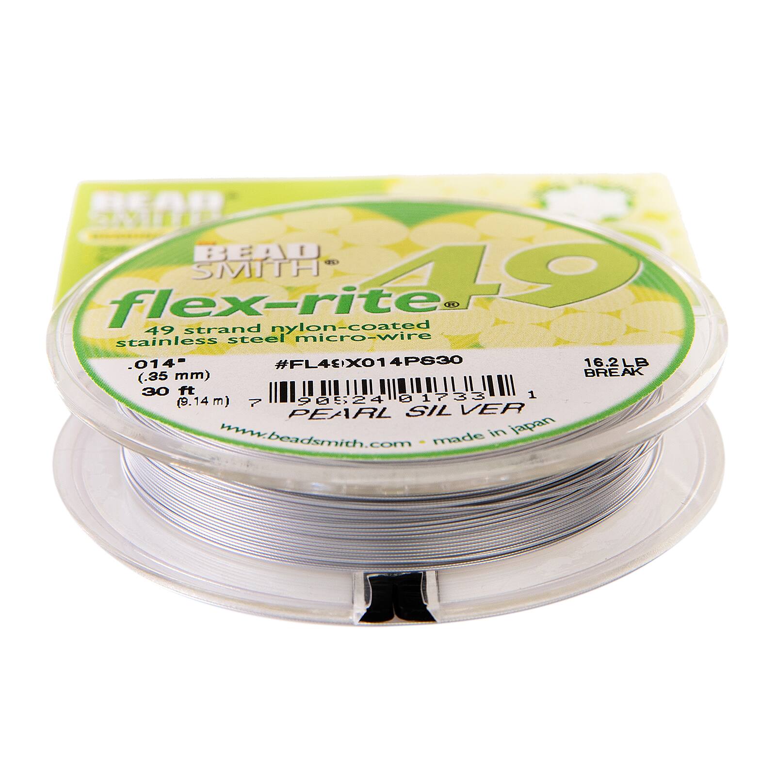 The Beadsmith&#xAE; Flex-rite&#xAE; 0.014&#x22; Pearl Silver 49 Strand Wire, 30ft.