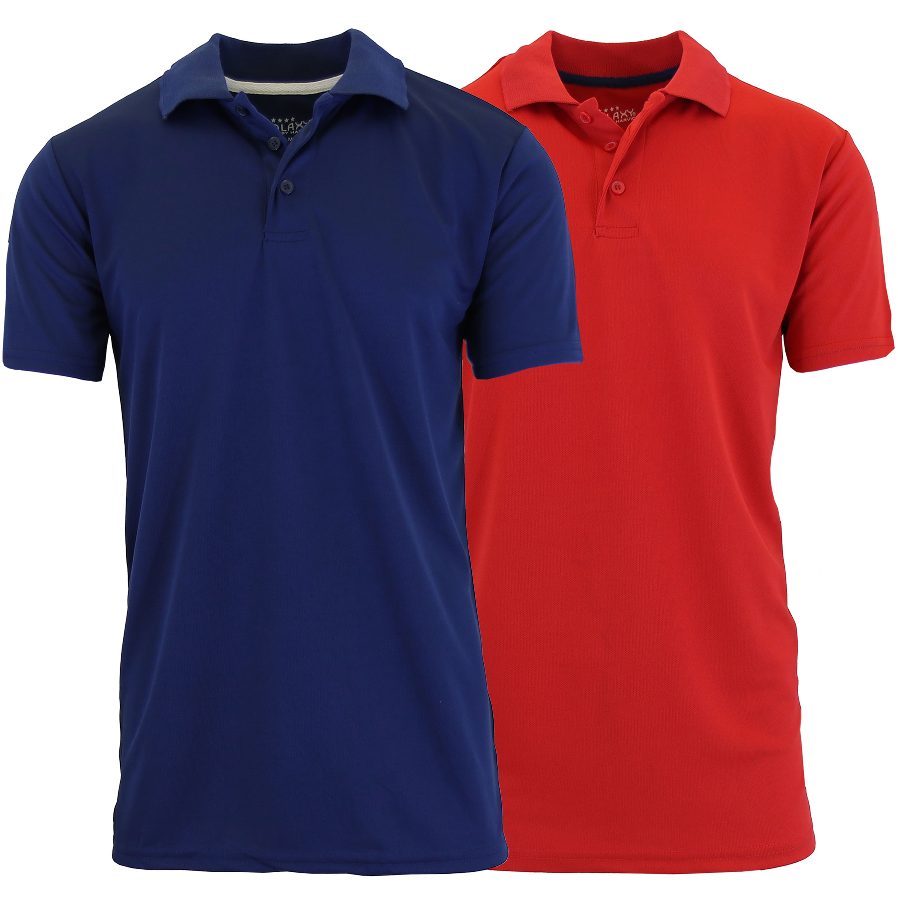 Galaxy by Harvic Tagless Dry-Fit Moisture-Wicking Men's Polo Shirt 2 Pack