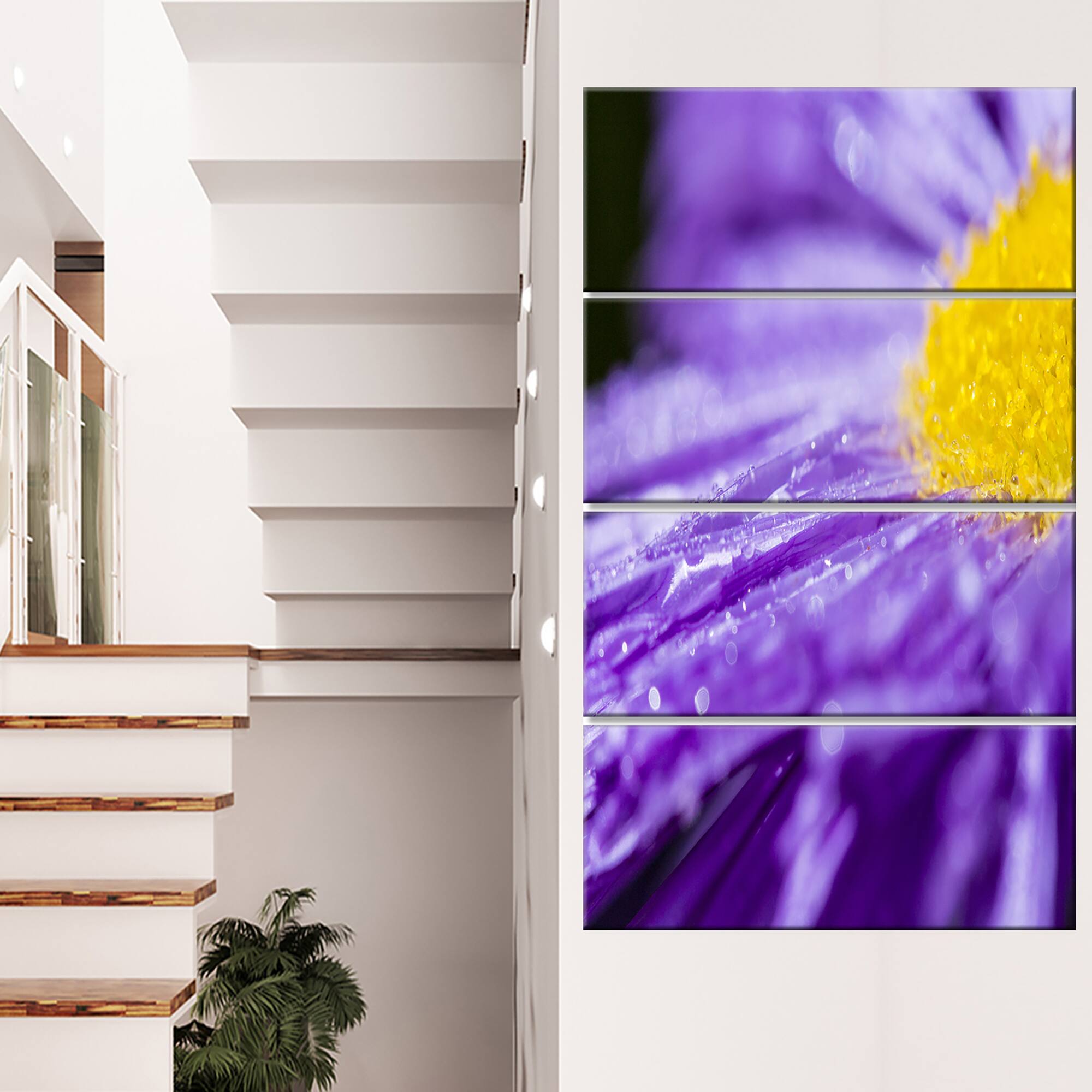 Designart - Large Violet Flower Petal Close up - Large Flower Canvas Wall Art