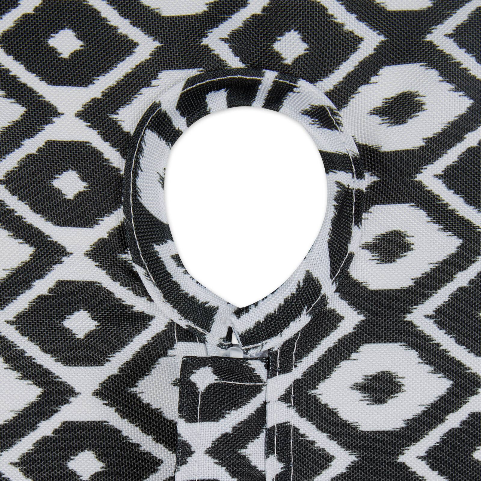Black Ikat Outdoor Tablecloth With Zipper 60" Round