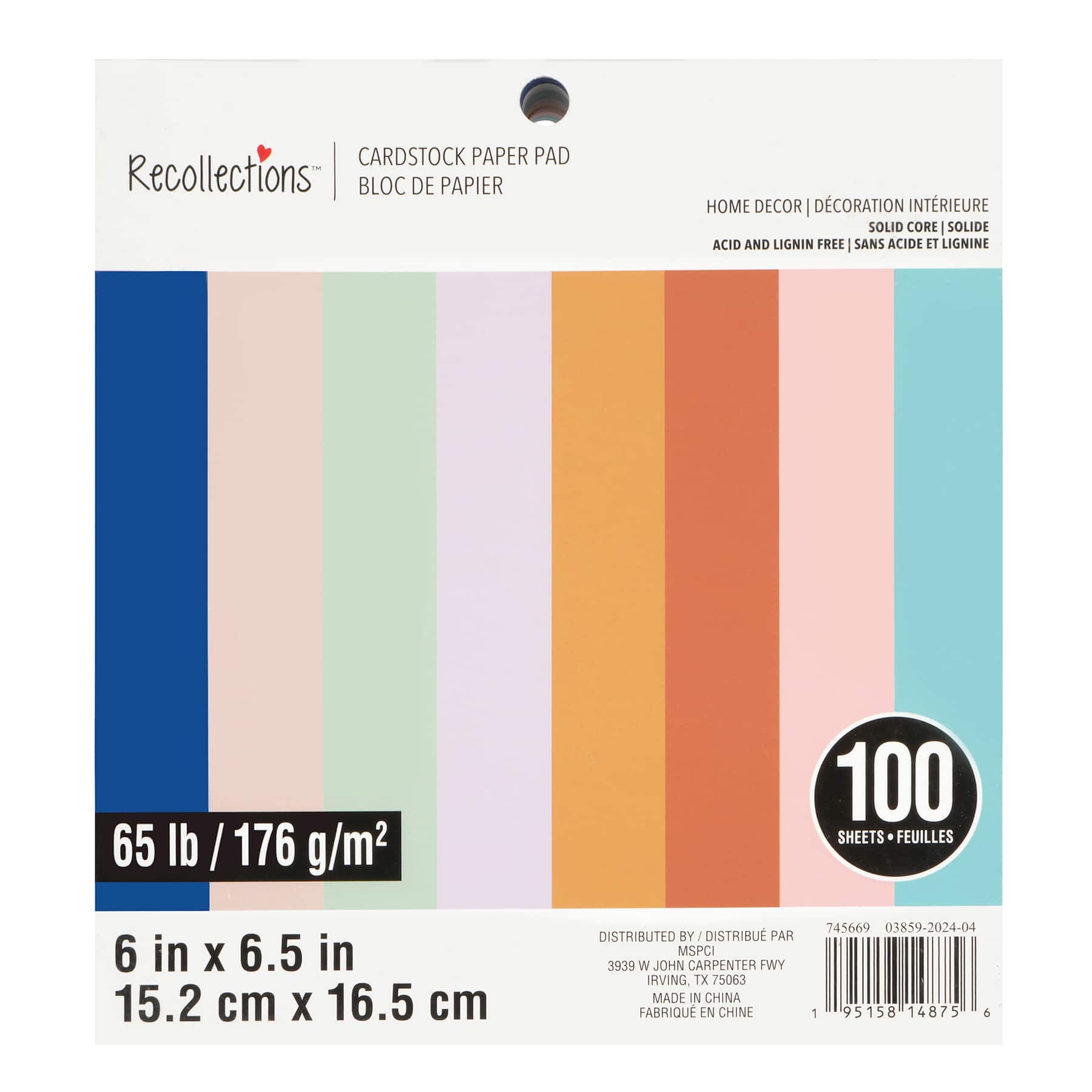 6&#x22; x 6.5&#x22; Home D&#xE9;cor 65lb. Cardstock Paper Pad by Recollections&#x2122;, 100 Sheets