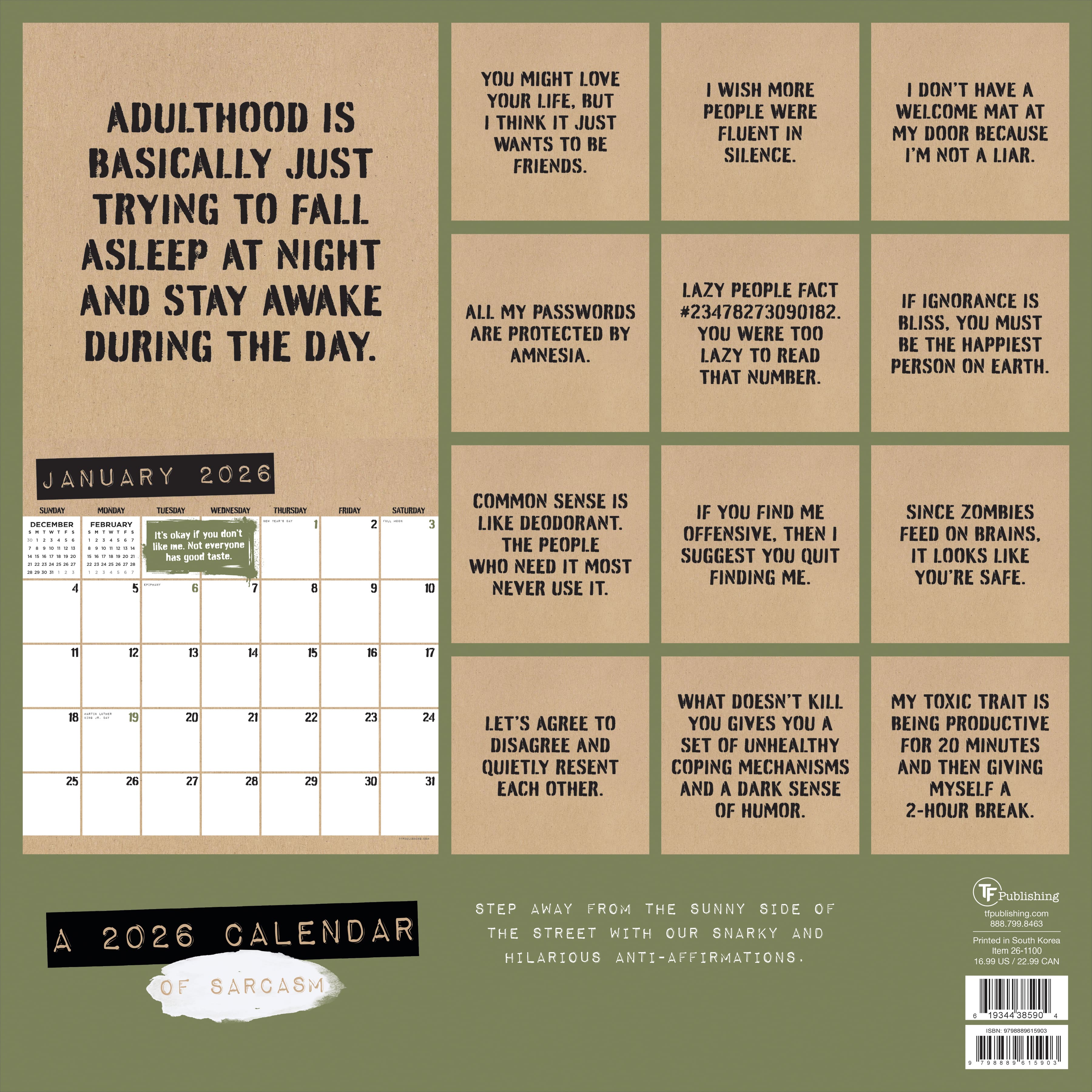2026 Anti-Affirmations Wall Calendar