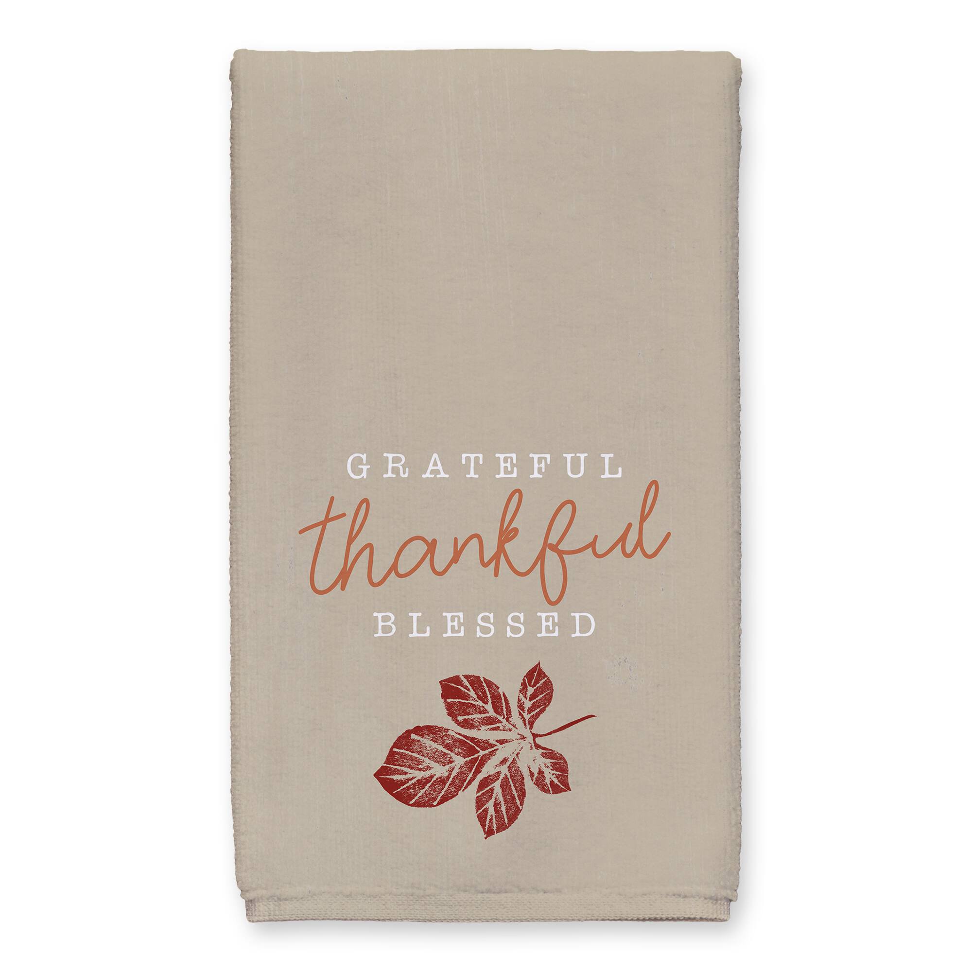 Grateful Thankful Leaf Tea Towel Set