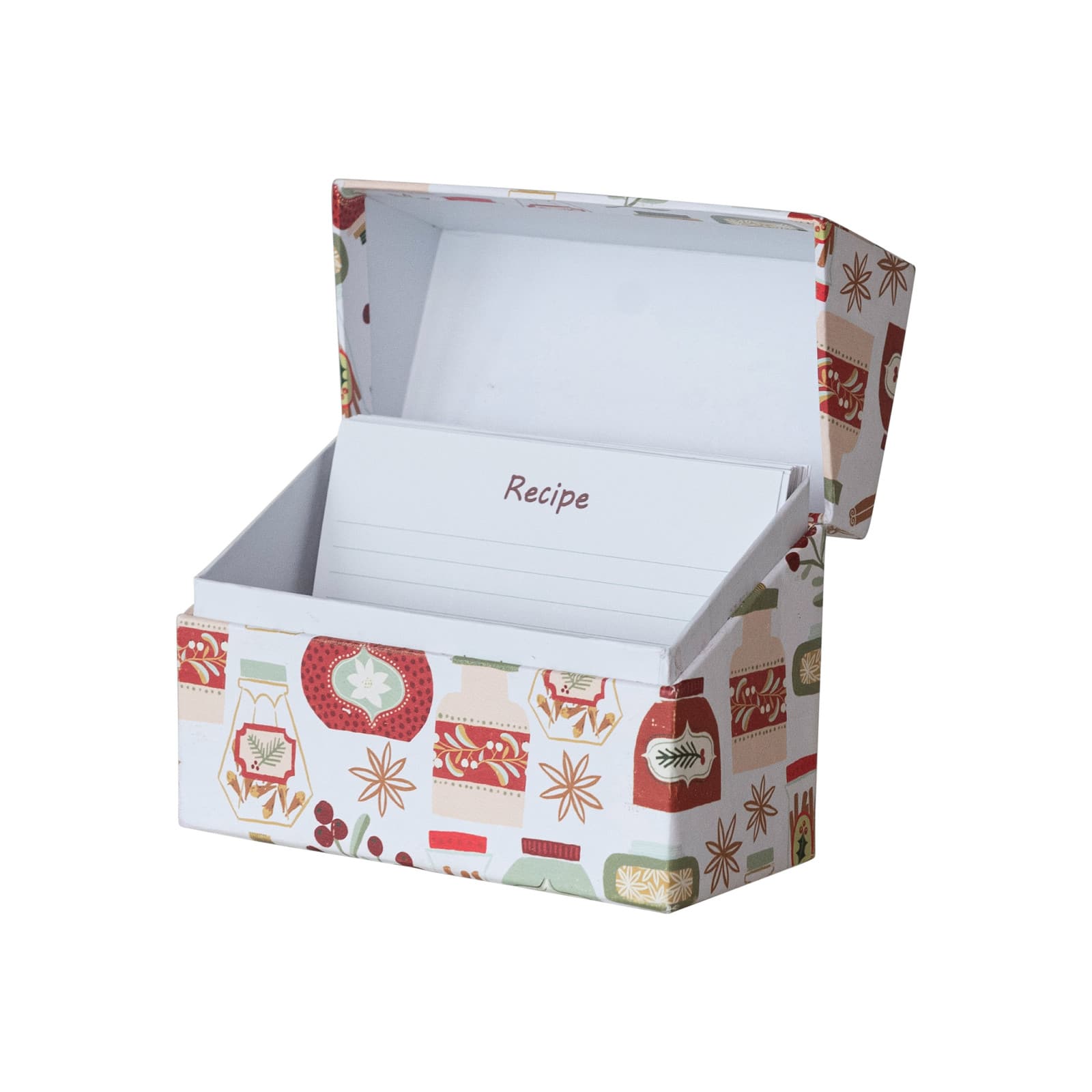 Hello Honey® 5.5" x 4" Holiday Printed Paper Recipe Box with Cards