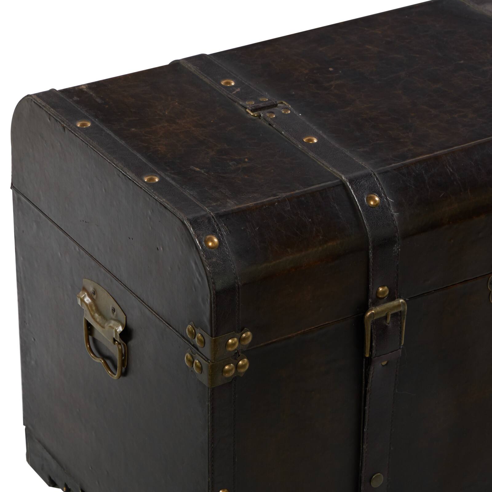 Set of 3&#x22; Brown Wood Traditional Trunk, 28&#x22;, 24&#x22;, 20&#x22;