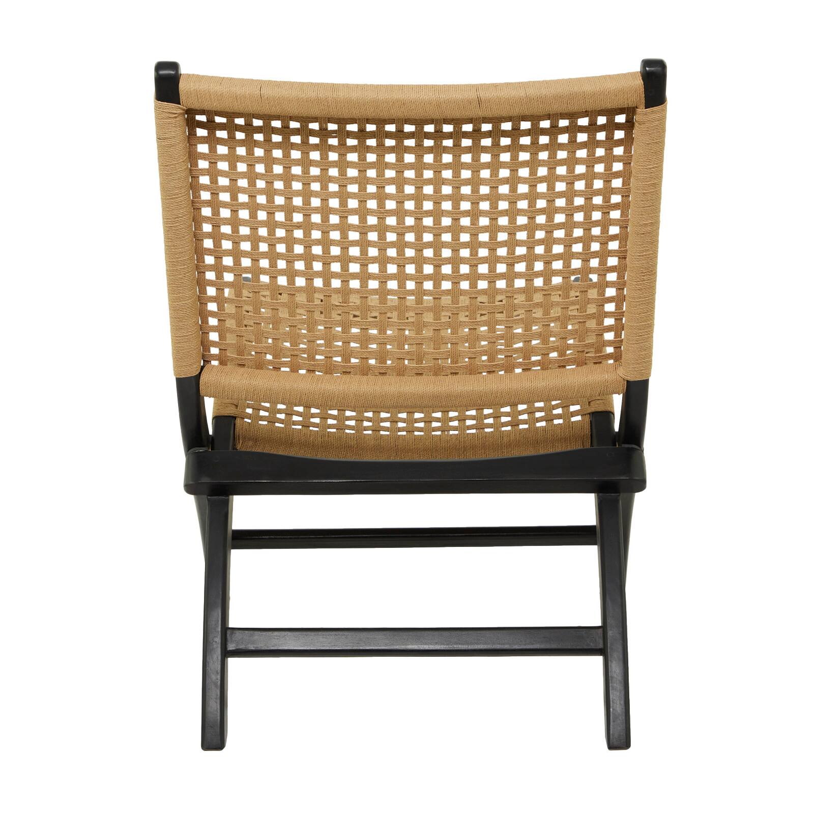 34&#x22; Black Wood Handmade Woven  Folding Chair