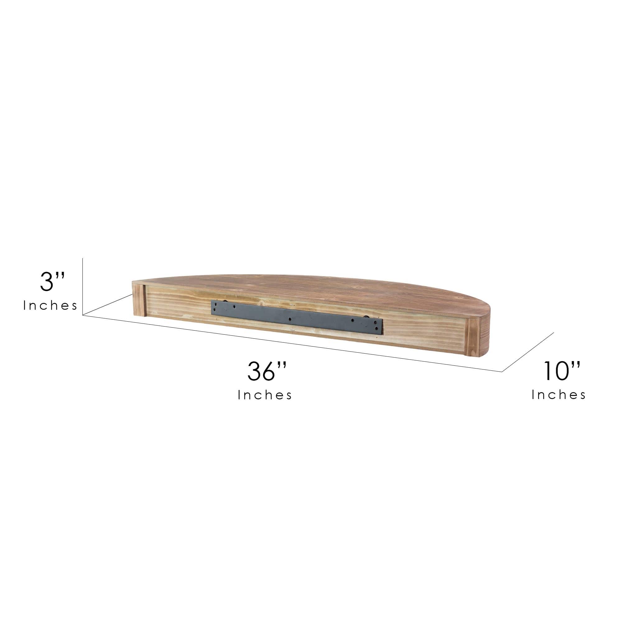 Large Brown Round Wood Floating Wall Shelf