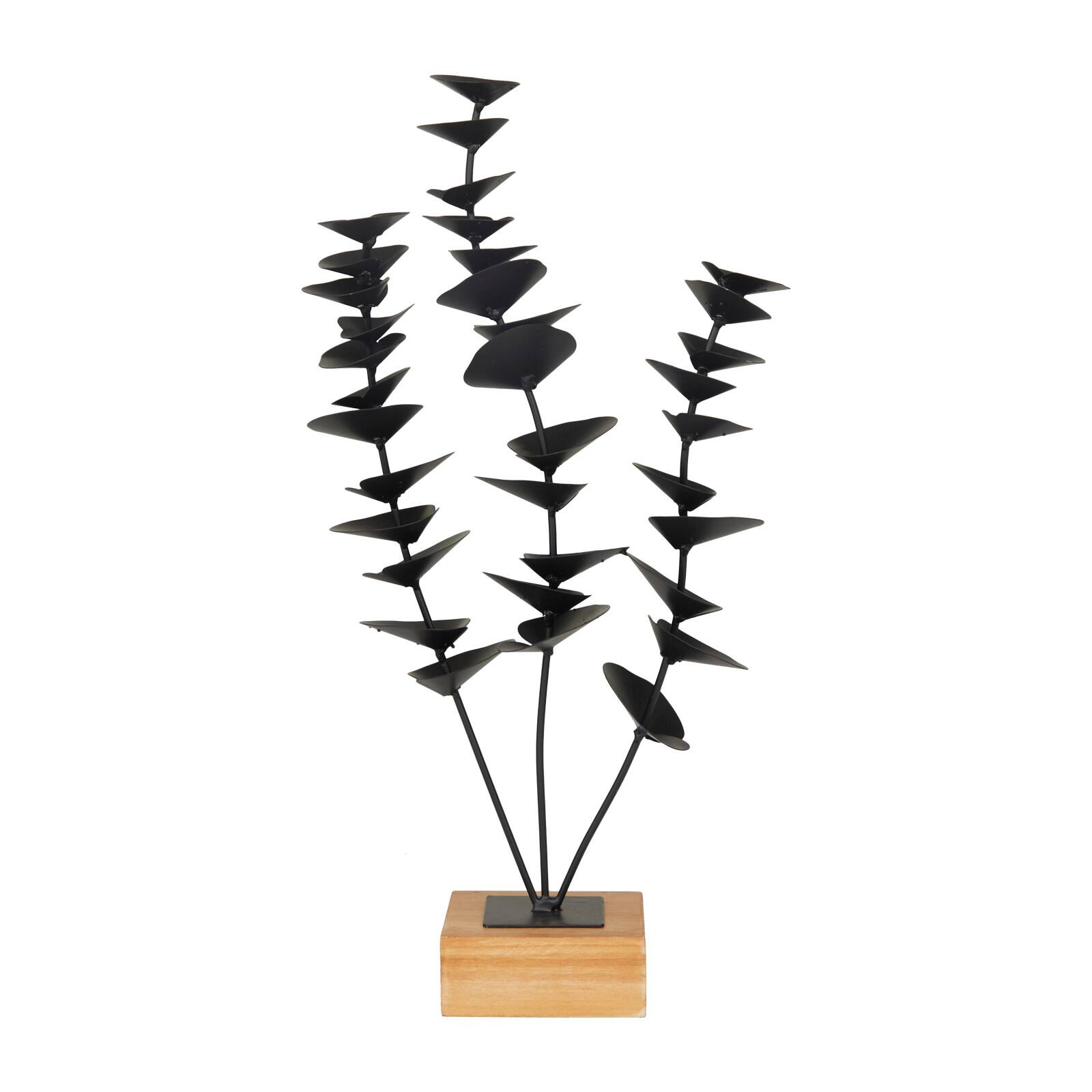 Black Metal Contemporary Floral Sculpture 18" x 9" x 4"