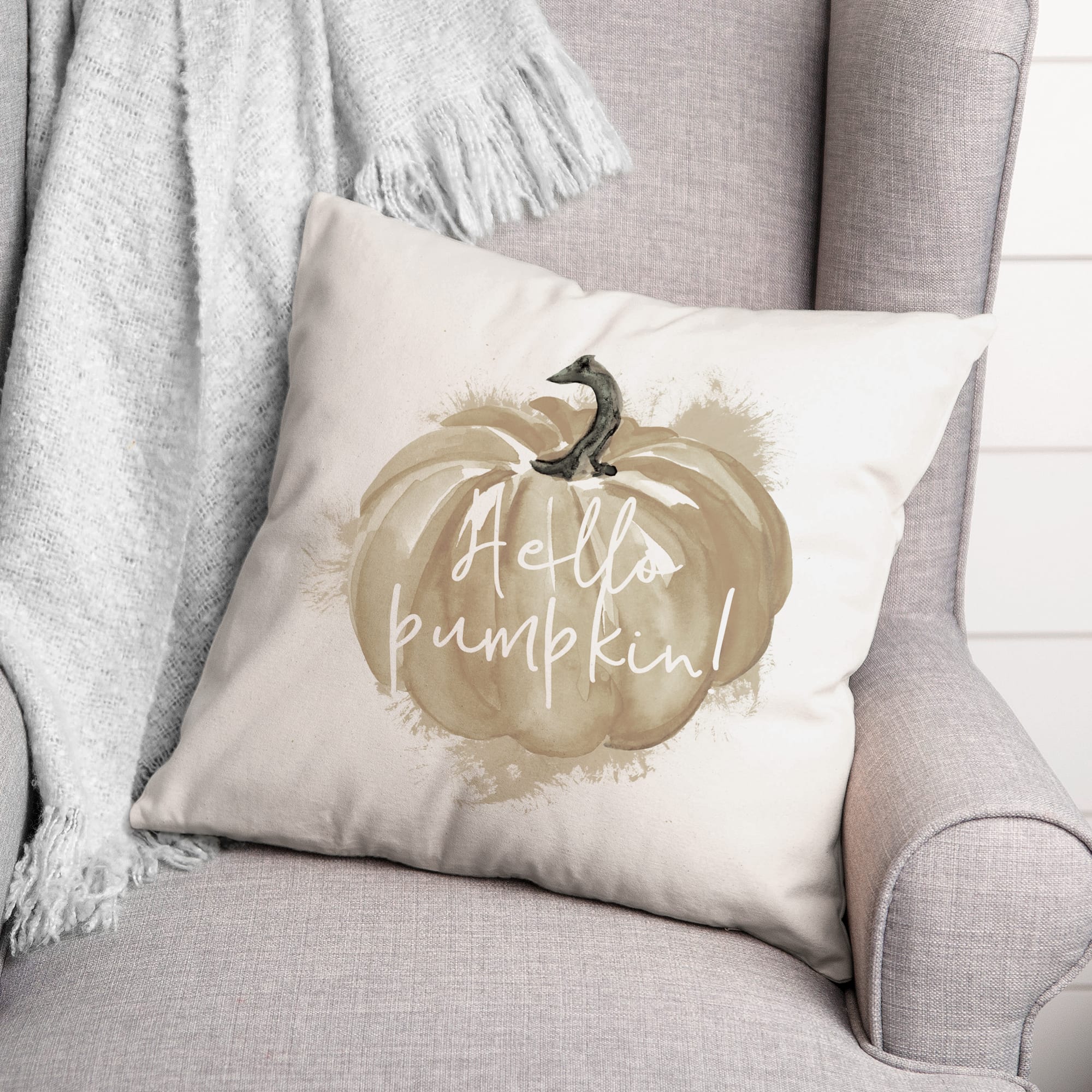 Multicolor Hello Pumpkin Throw Pillow