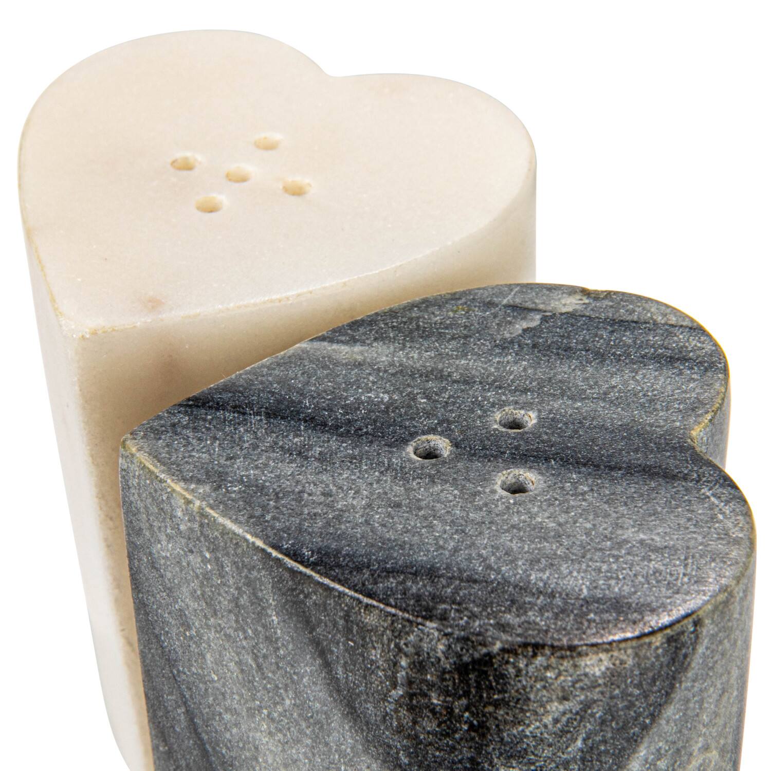 Heart-Shaped Marble Salt &#x26; Pepper Shakers Set