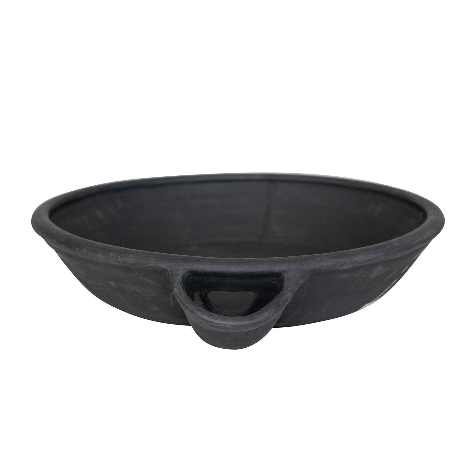Hello Honey&#xAE; 22&#x22; Black Decorative Vintage Clay Bowl with Handle