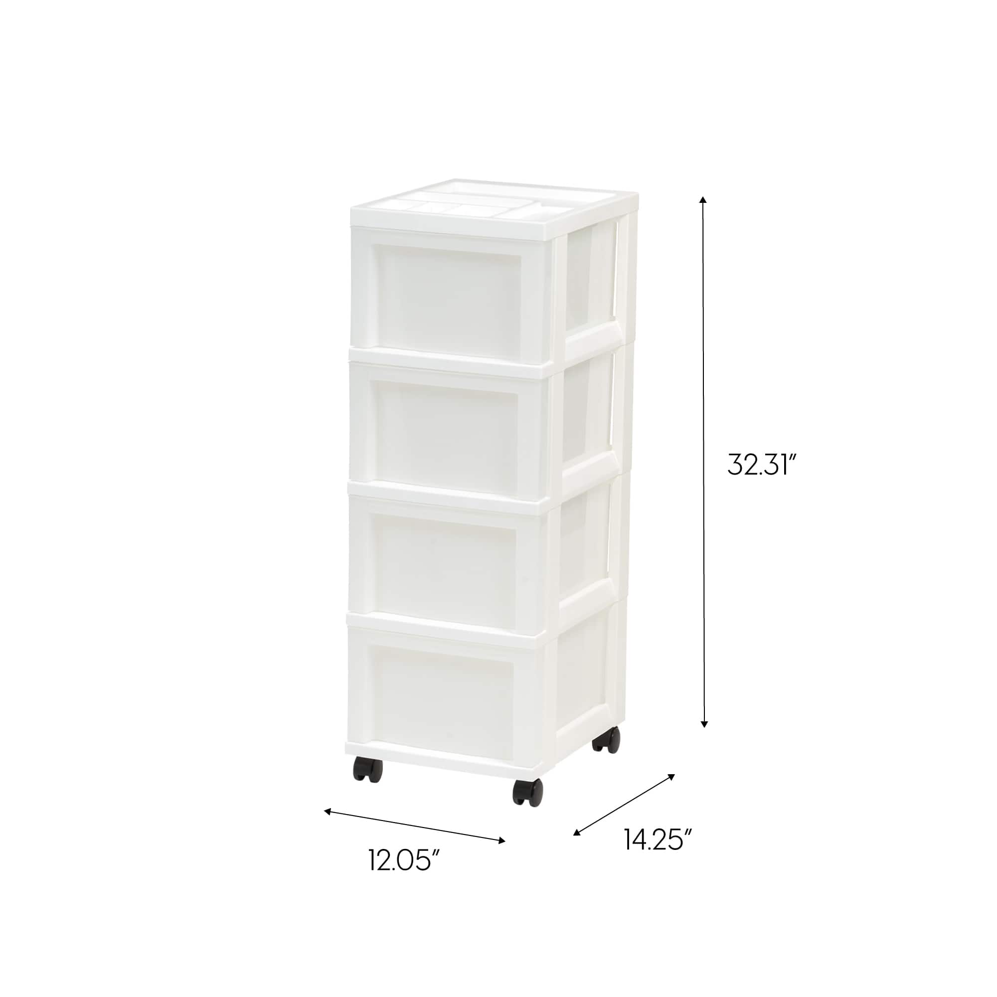 IRIS White 4-Drawer Medium Cart With Organizer Top