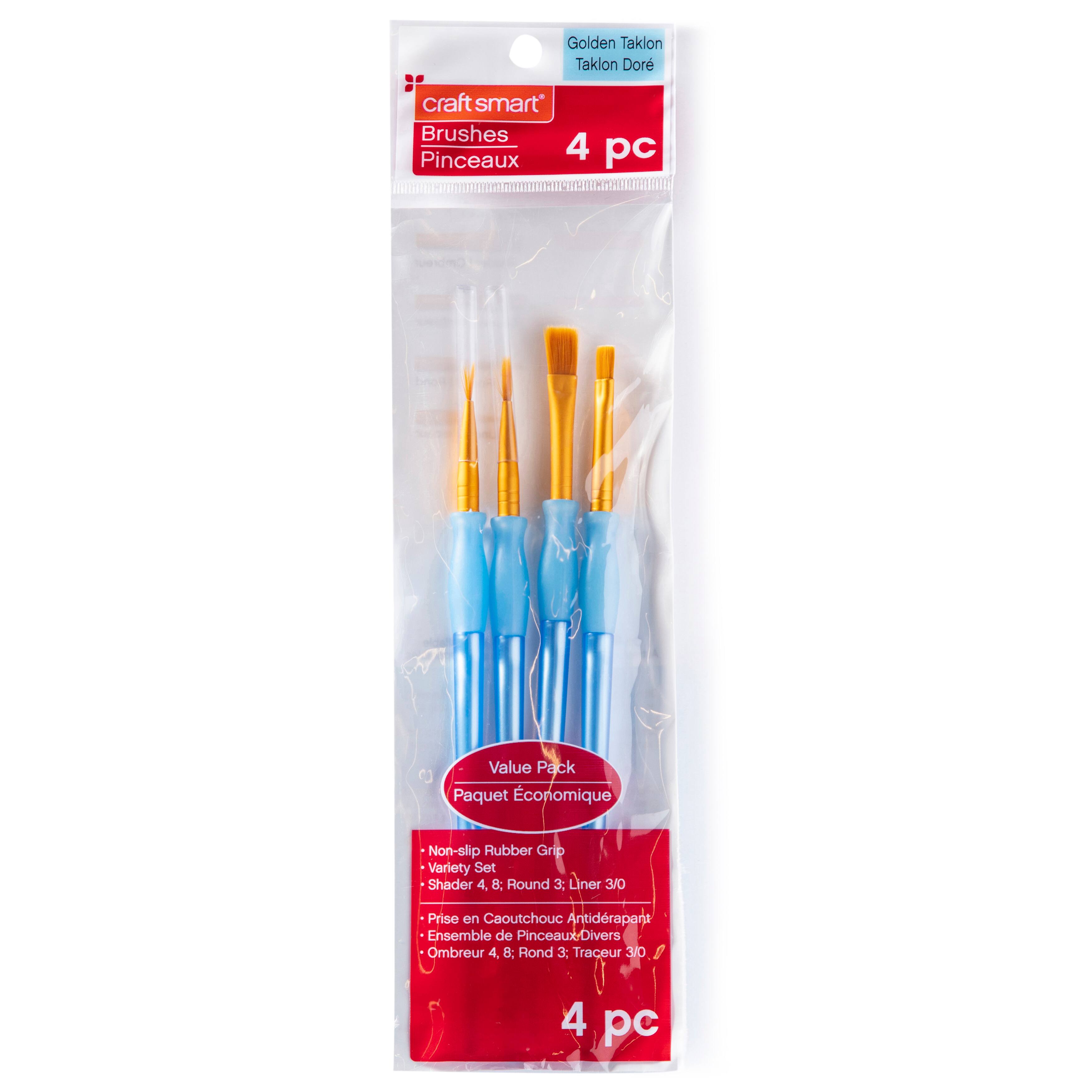 Craft Smart&#xAE; Brush Set, Golden Taklon, 4 Pieces