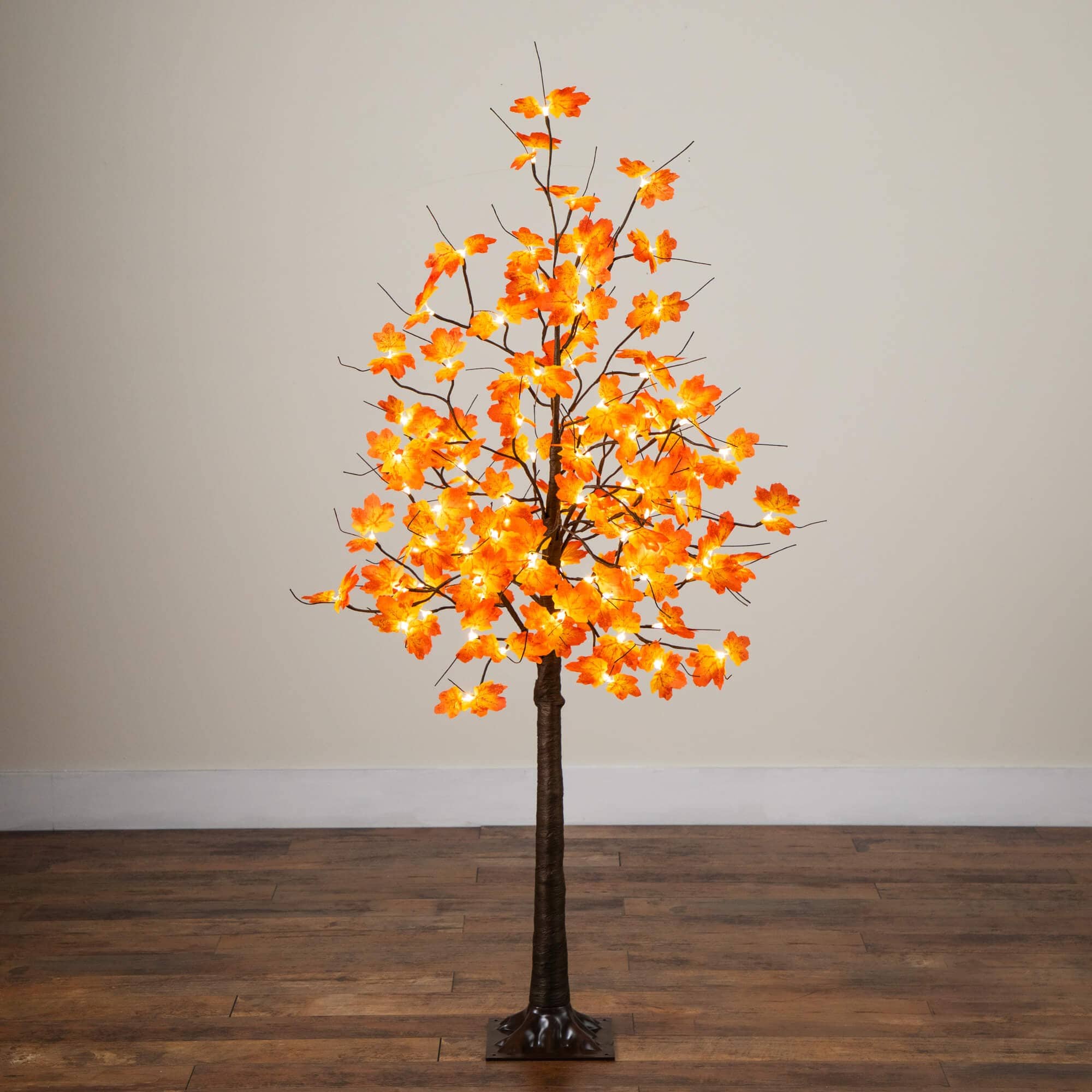 5ft. Pre-Lit Minimalist Autumn Maple Artificial Fall Tree with 96 Warm White LED Lights