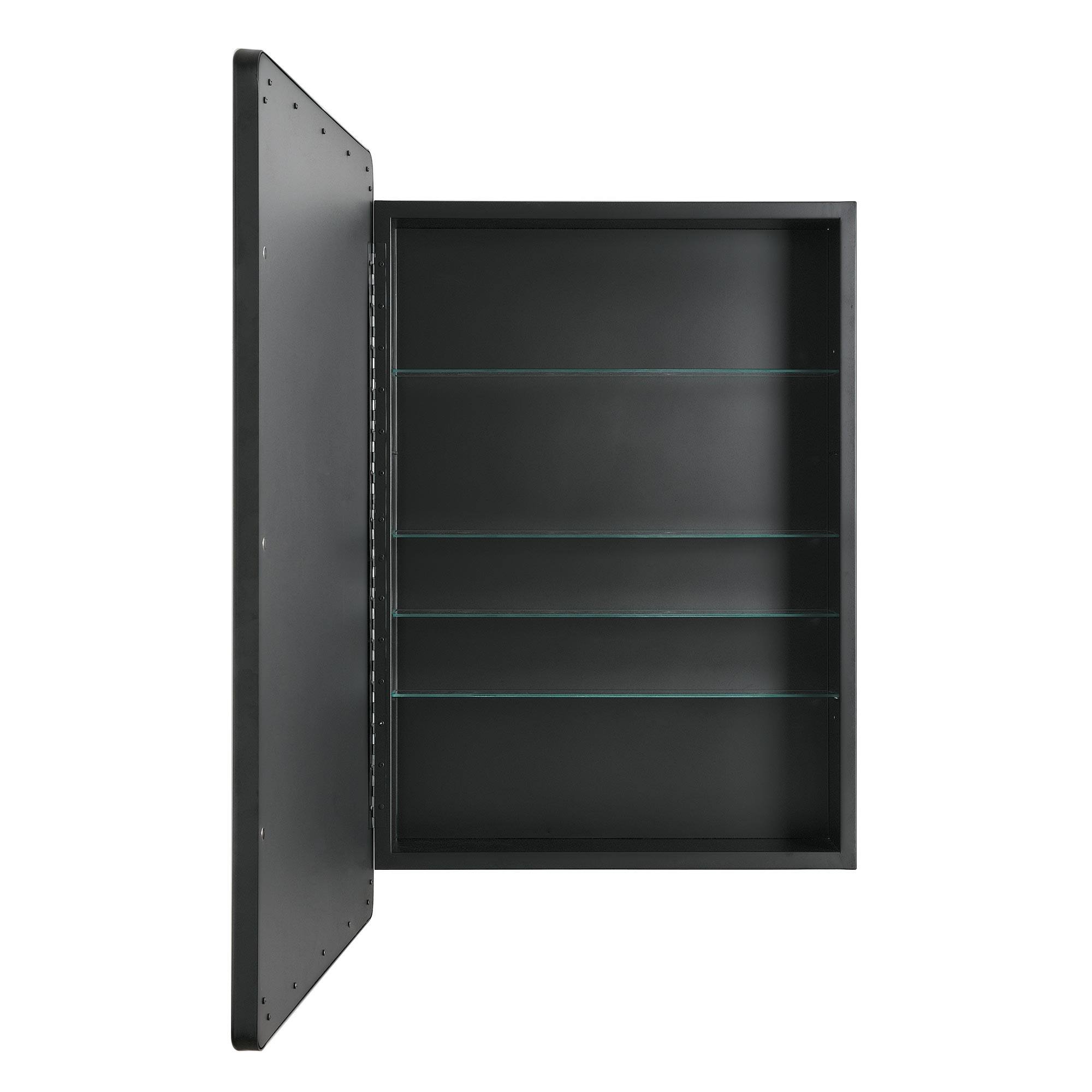 Head West Black Metal Medicine Cabinet with Beveled Mirror