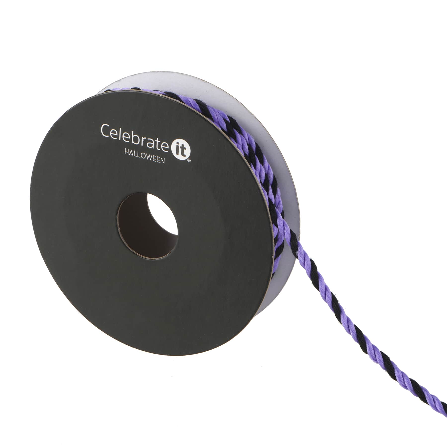 1/8&#x22; x 4yd. Purple &#x26; Black Twist Ribbon by Celebrate It&#xAE; Halloween