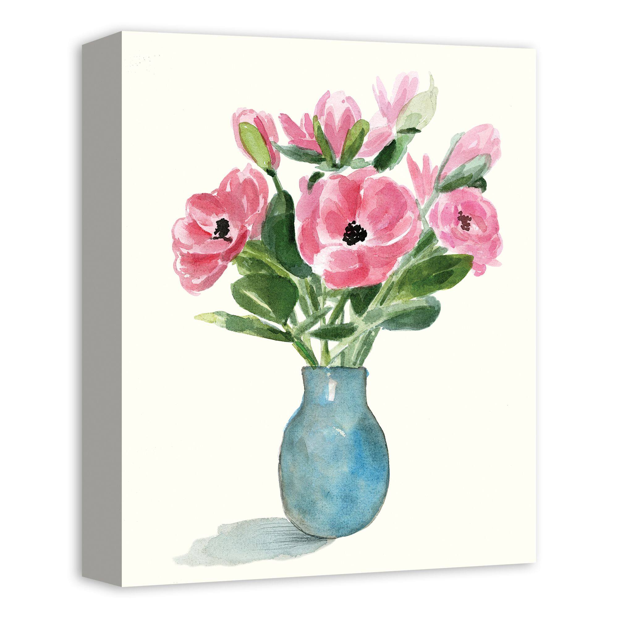 Blue Vase Florals 11" x 14" Canvas Wall Art