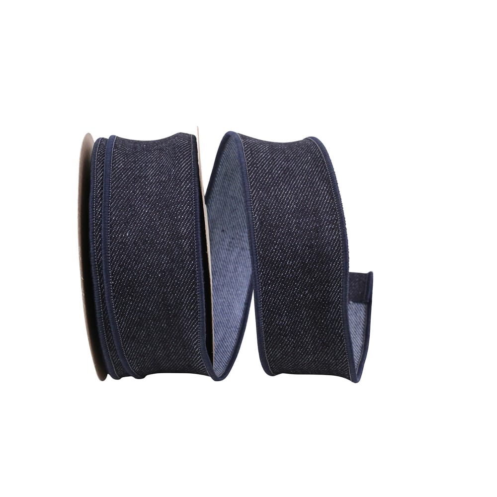 JAM Paper 1 3/8" x 10yd. Denim Wired Edge Ribbon