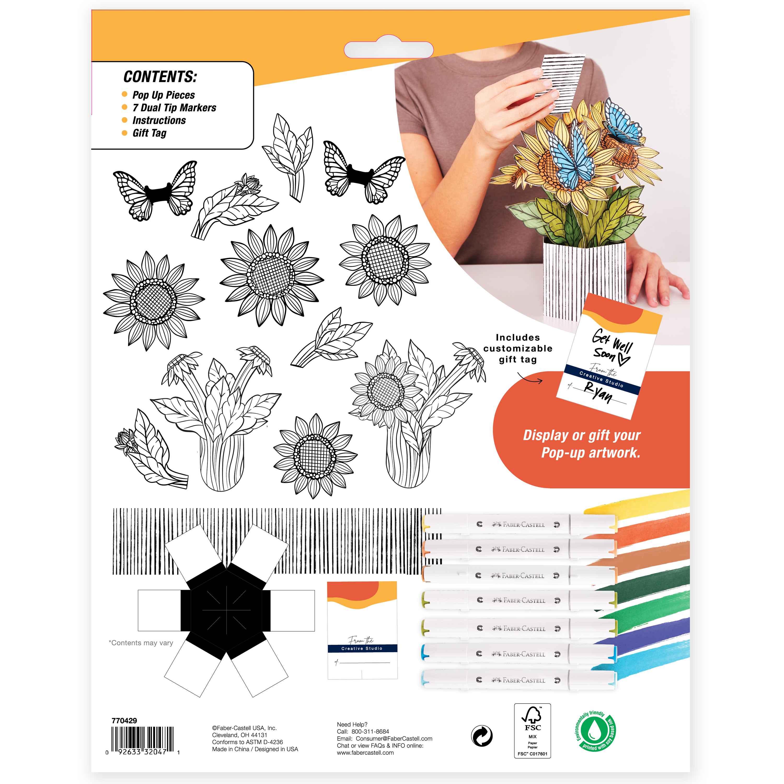 Faber-Castell&#xAE; Pop Up Coloring Sunflowers &#x26; Butterflies Bouquet Kit